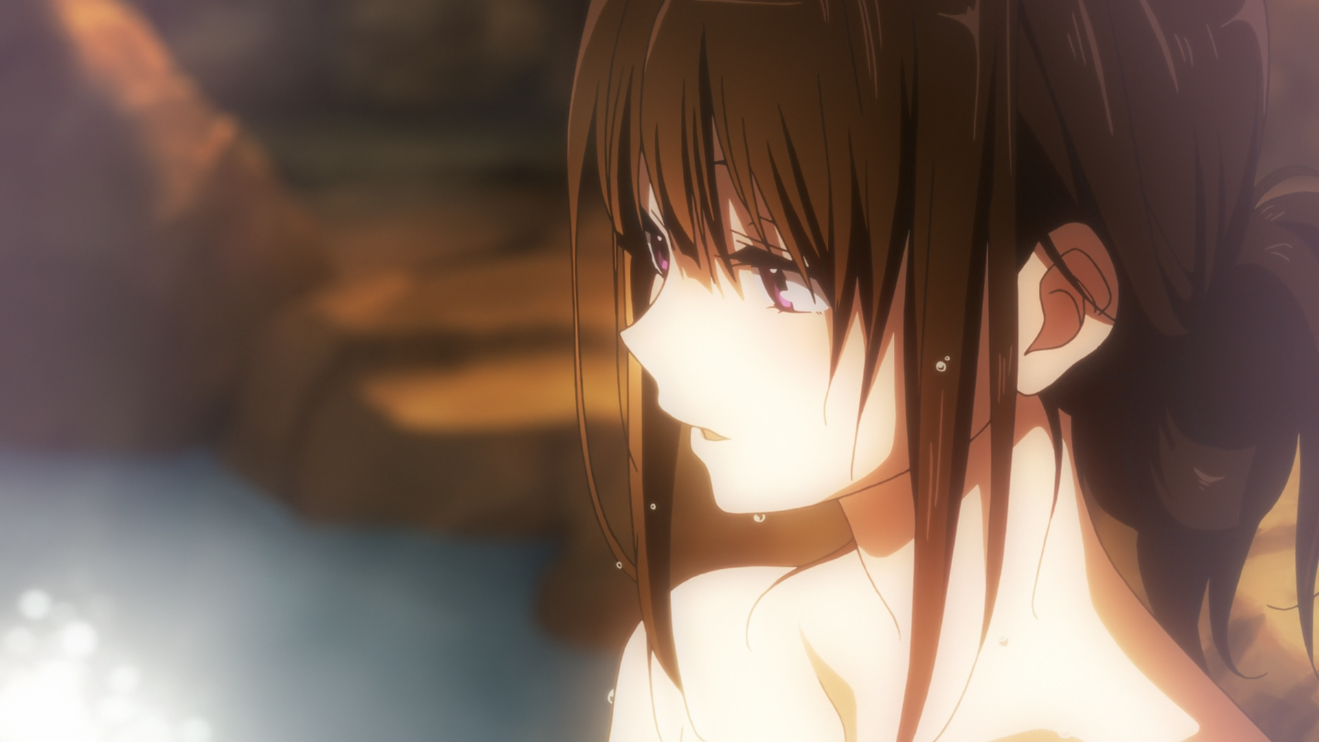 Chitanda Eru from Hyouka in a hot spring HD Wallpaper