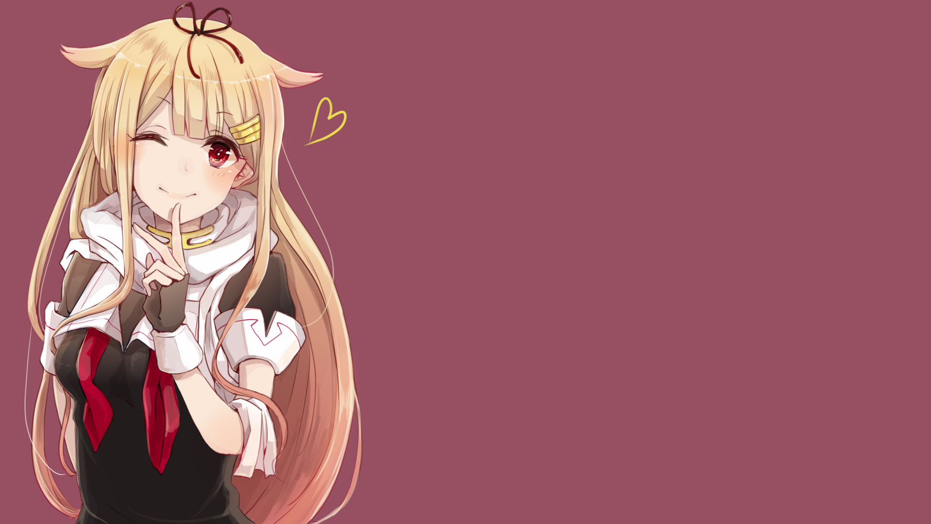 Anime girl with blonde hair and red eyes HD Wallpaper