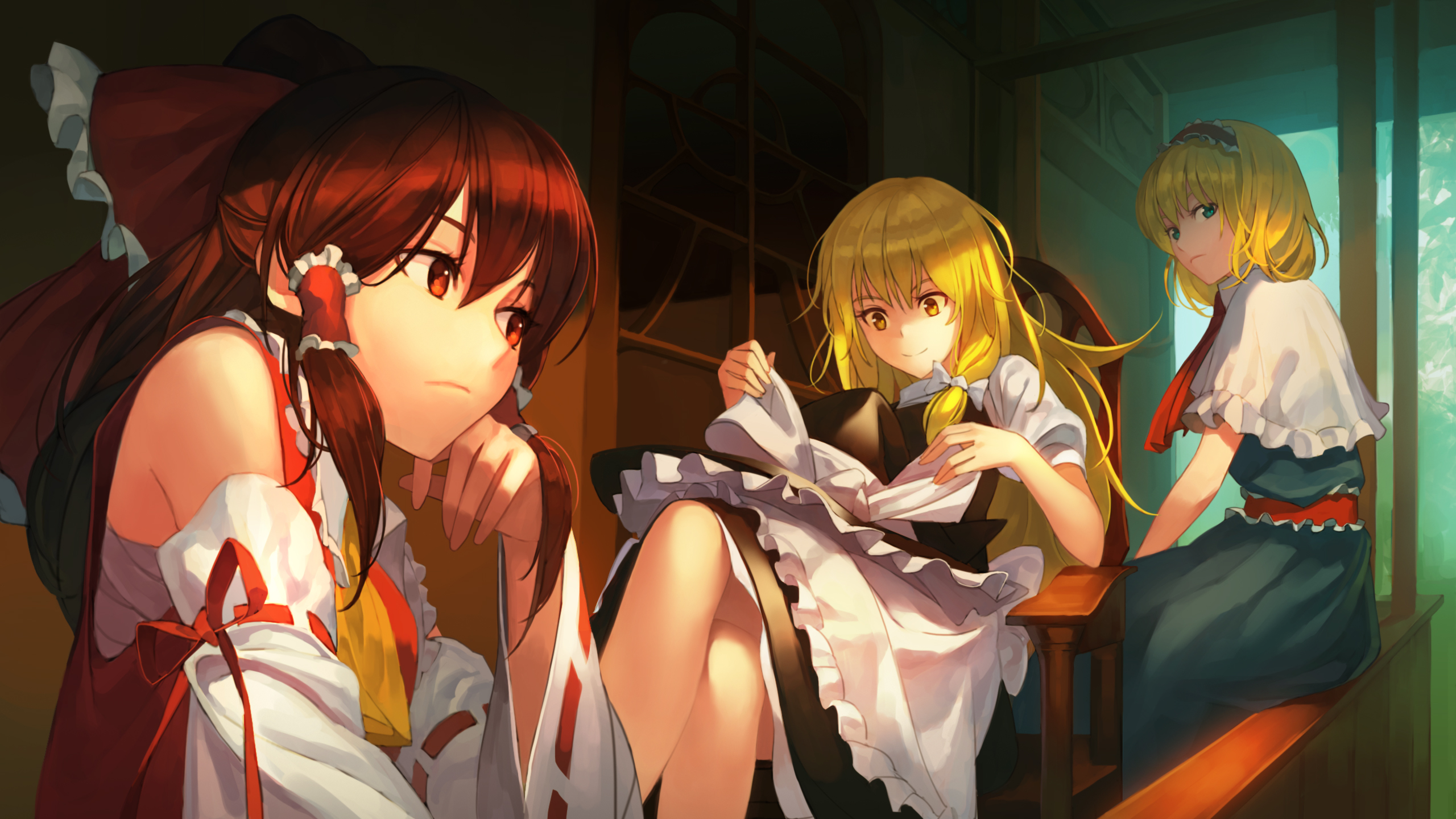 Reimu Hakurei and two other girls from Touhou HD Wallpaper