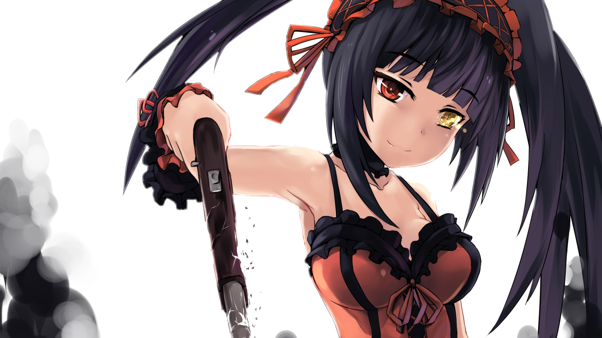 Tokisaki Kurumi from Date A Live holding a gun HD Wallpaper