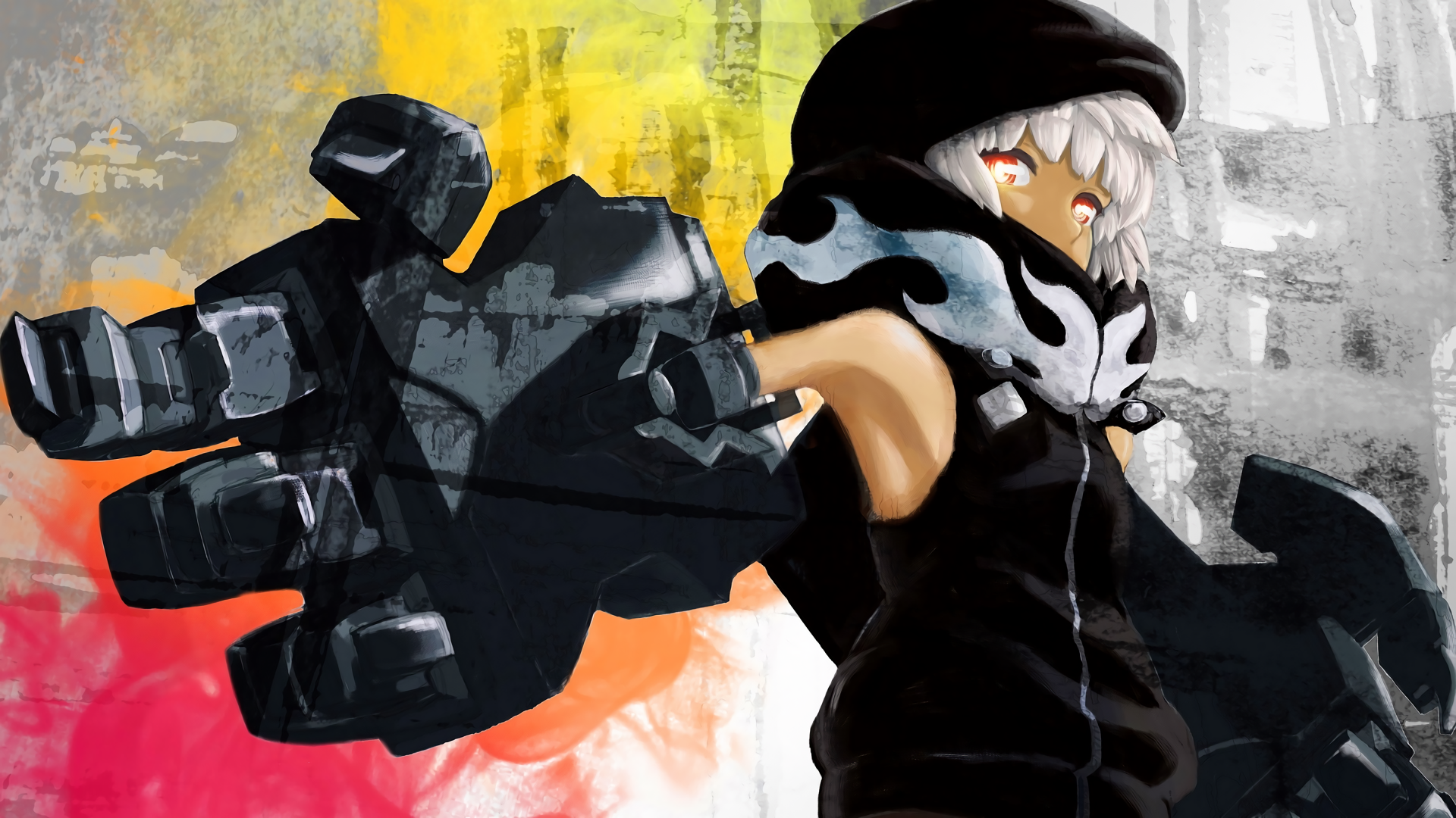 Black Rock Shooter with large mechanical arm HD Wallpaper