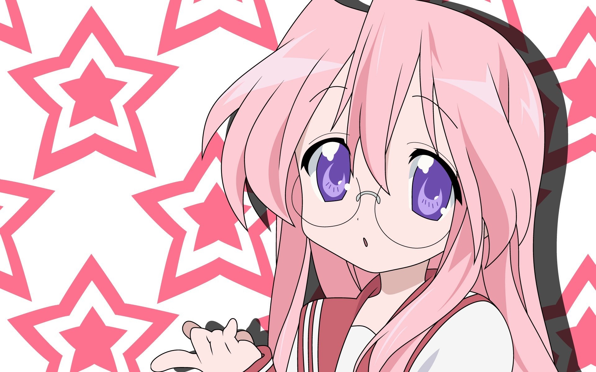 Miyuki Takara from Lucky Star with pink stars background HD Wallpaper