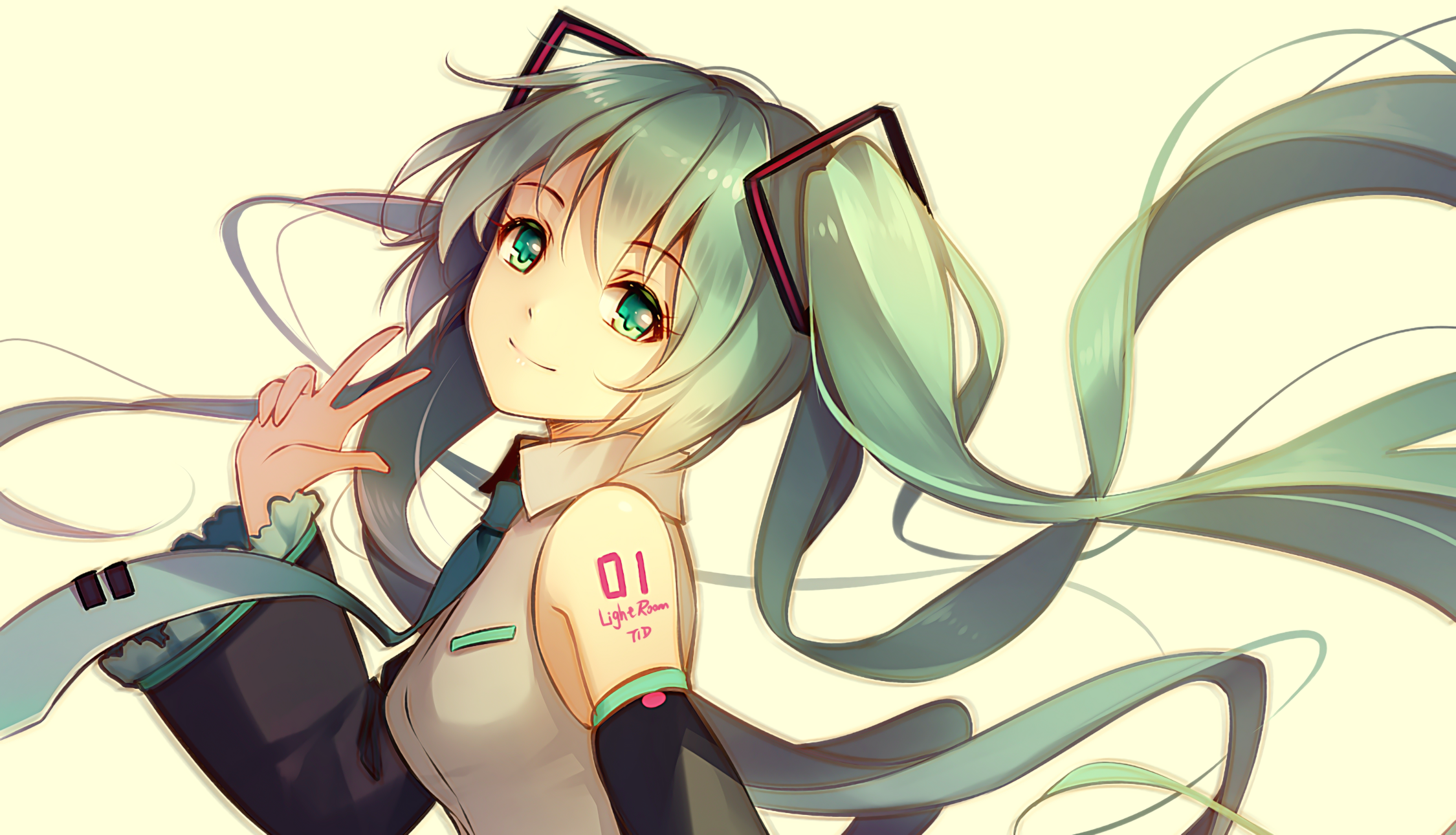 Hatsune Miku from Vocaloid illustration HD Wallpaper