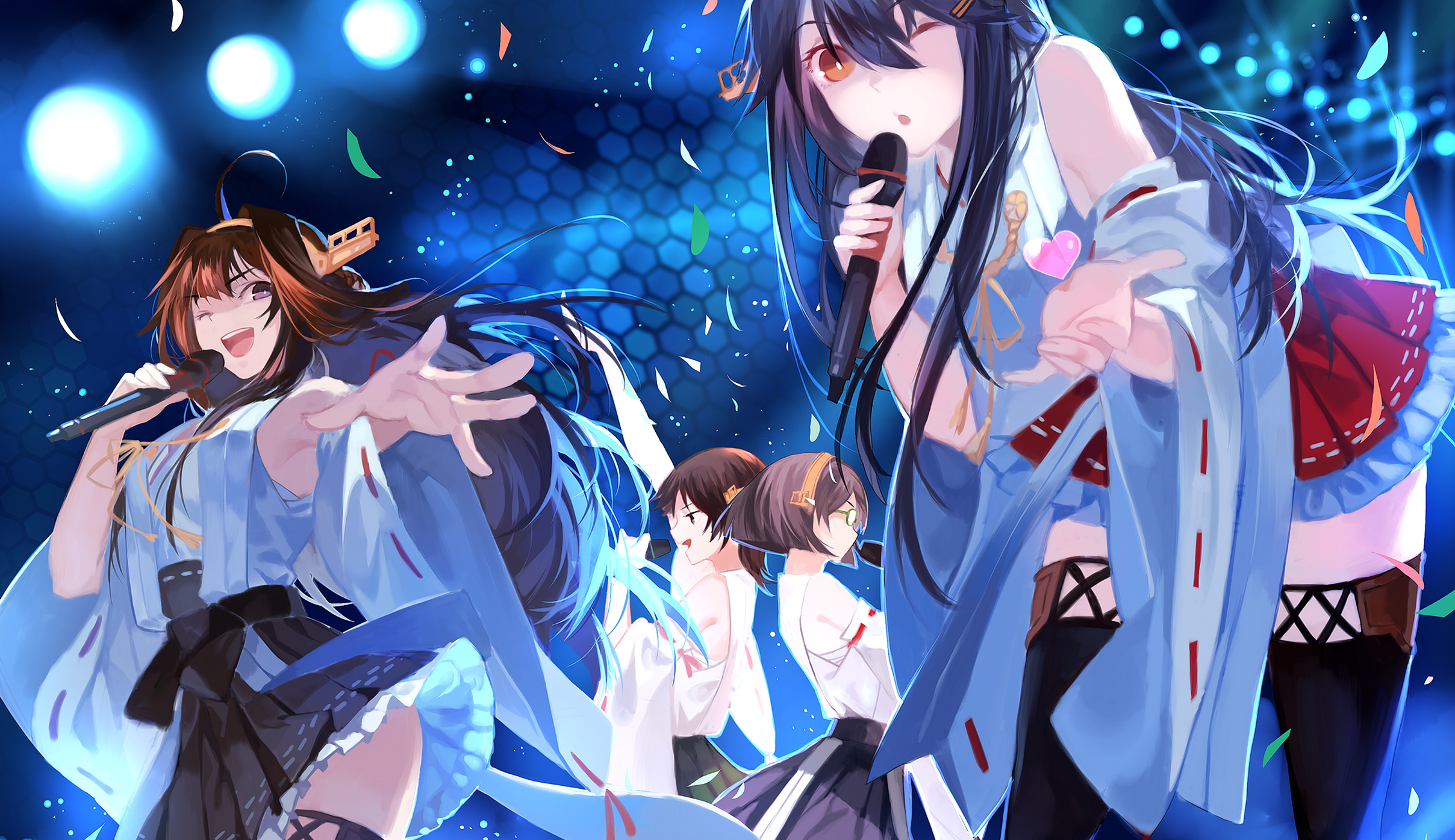 Kantai Collection girls singing on stage HD Wallpaper