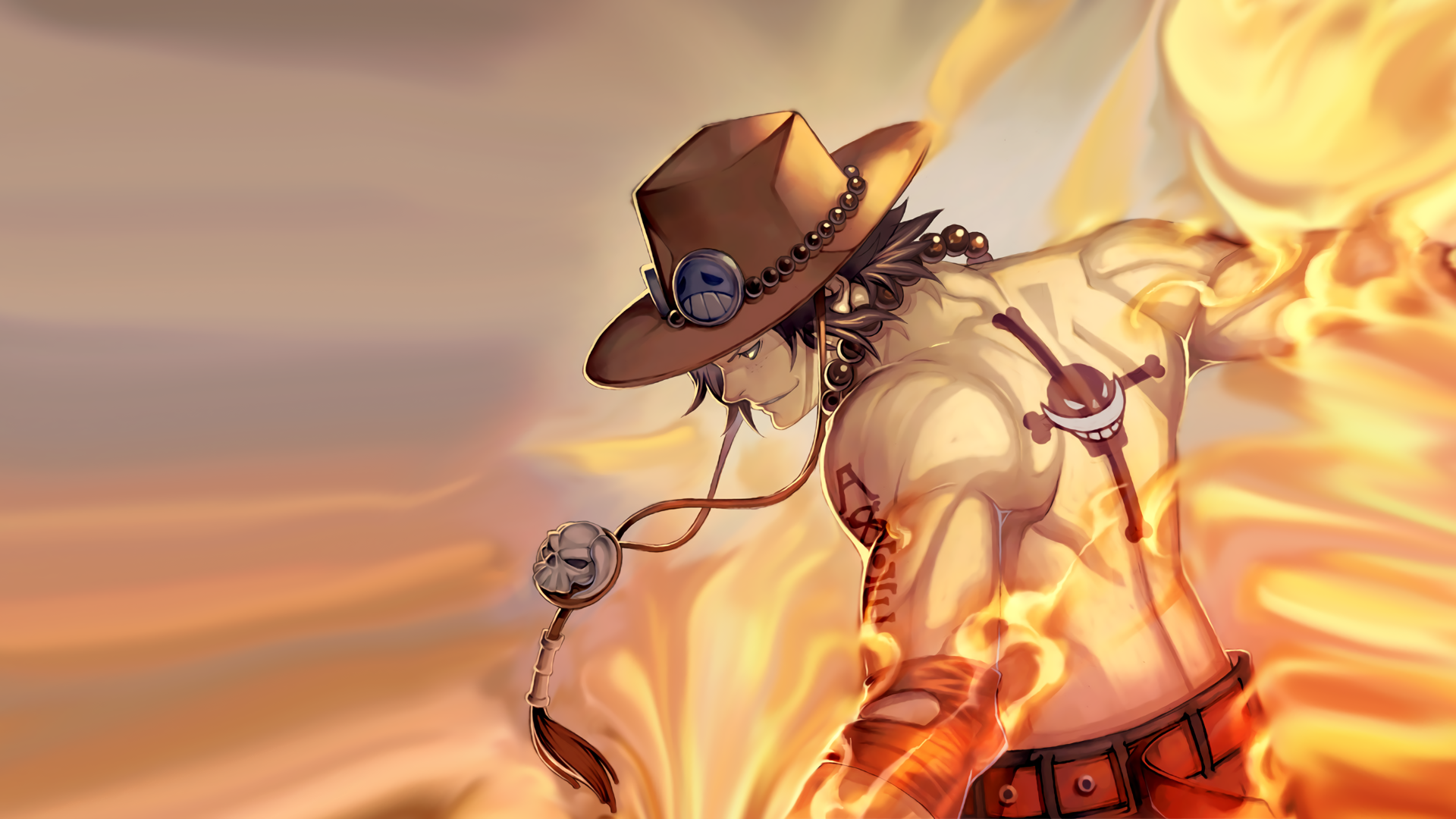 Portgas D. Ace from One Piece surrounded by fire HD Wallpaper