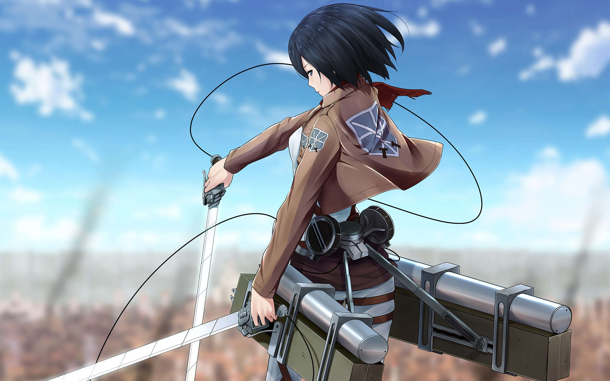 Mikasa Ackerman from Attack on Titan with swords HD Wallpaper