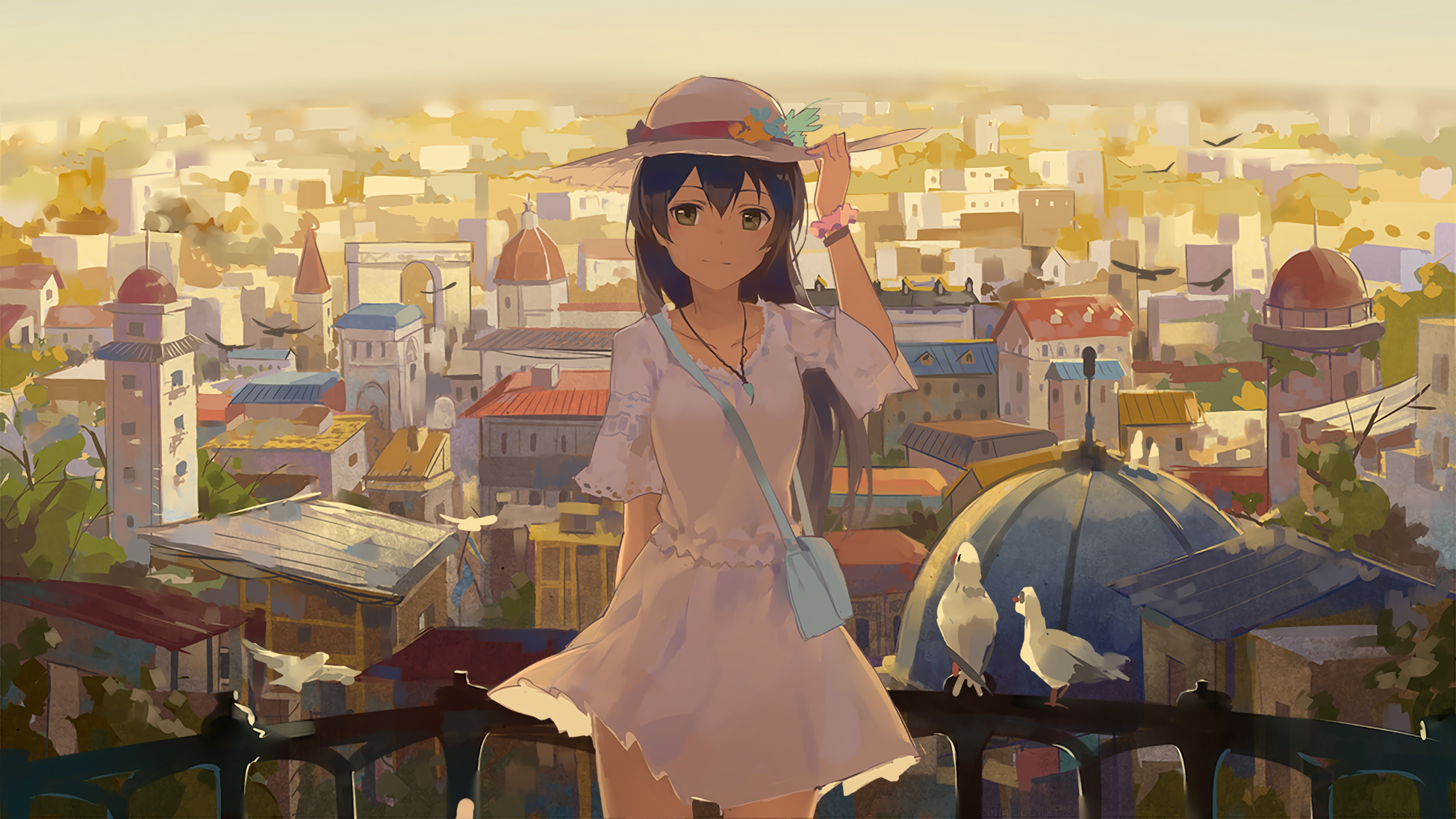 Sonoda Umi from Love Live in a European City HD Wallpaper
