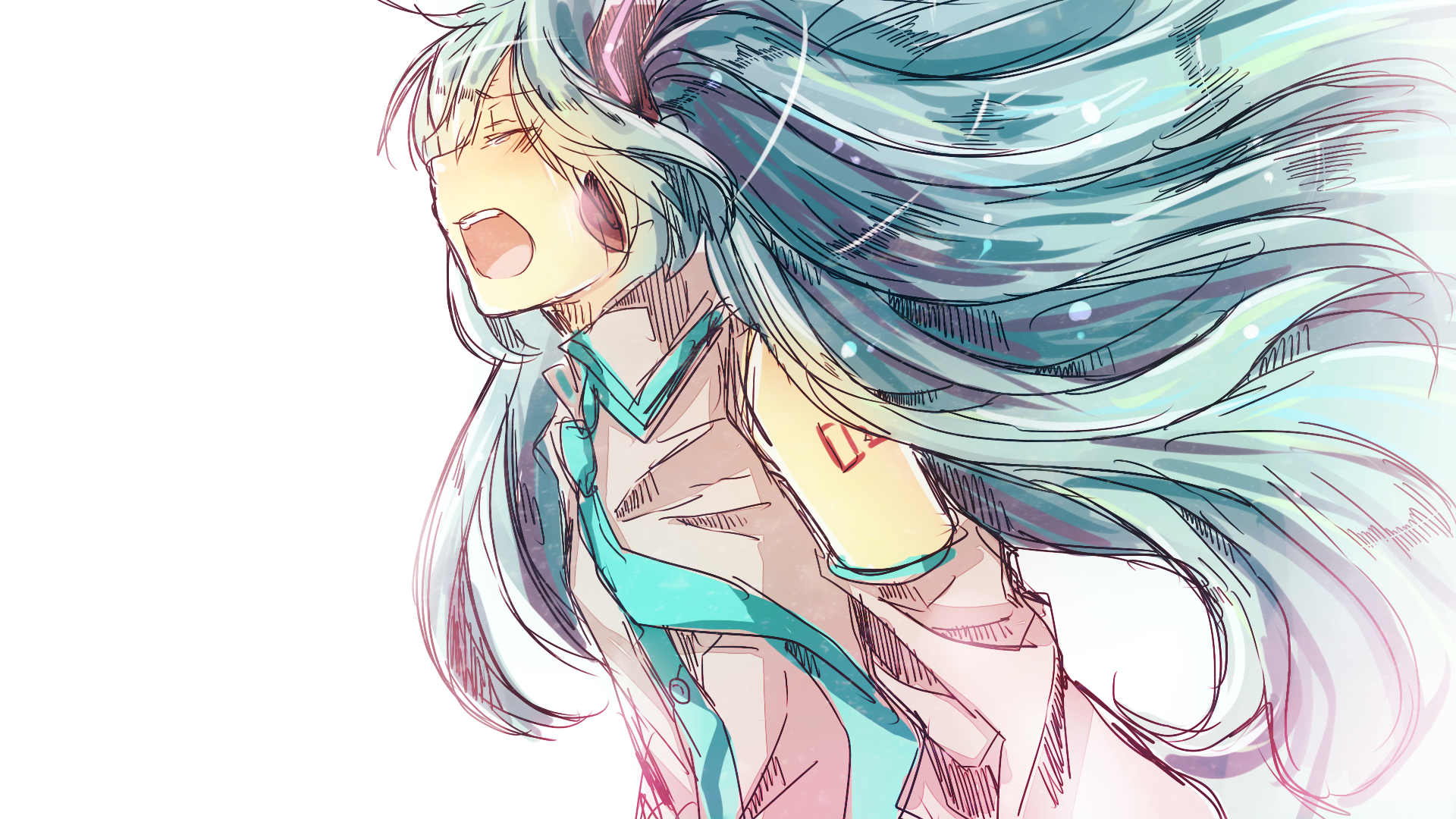 Hatsune Miku from Vocaloid singing HD Wallpaper