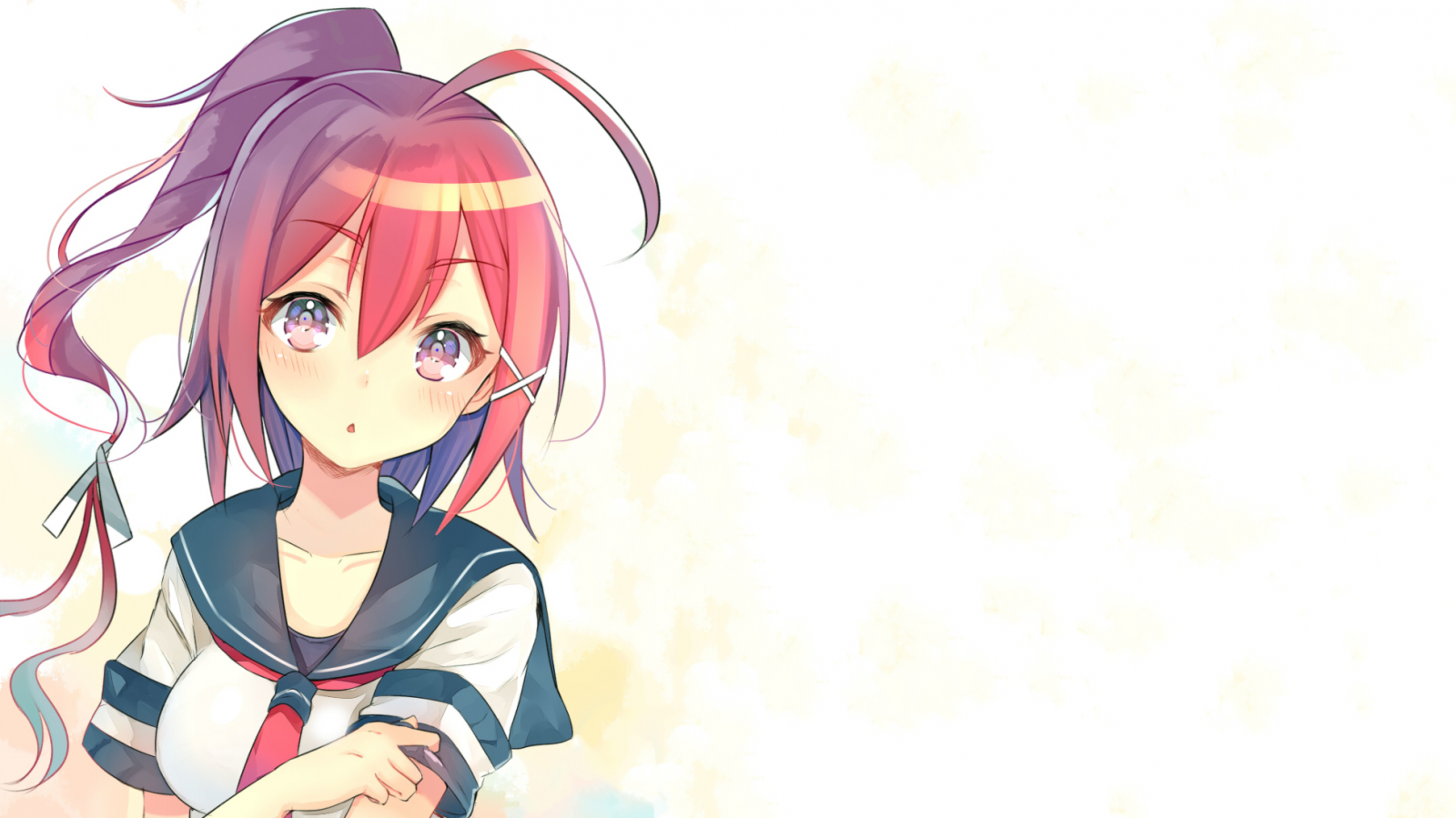 Anime girl with pink and purple hair in school uniform HD Wallpaper