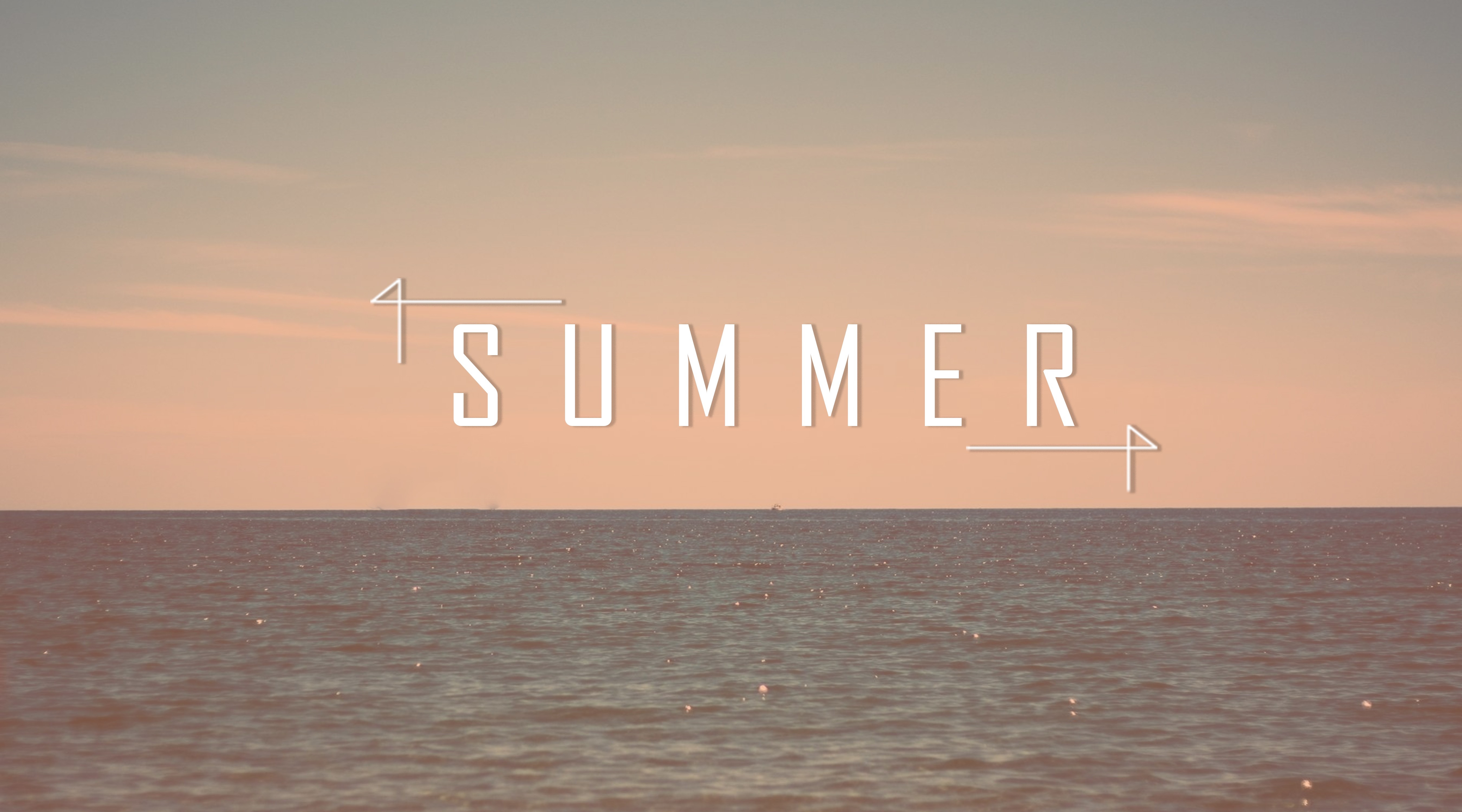 Summer typography over ocean at sunset HD Wallpaper