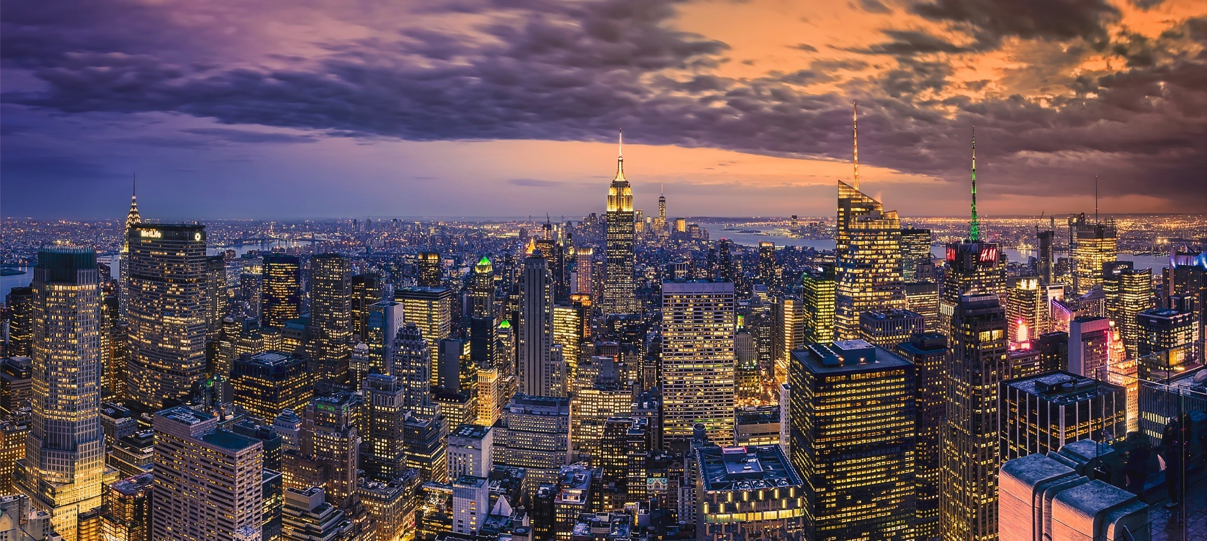 New York City Skyline at Dusk Panorama HD Wallpaper