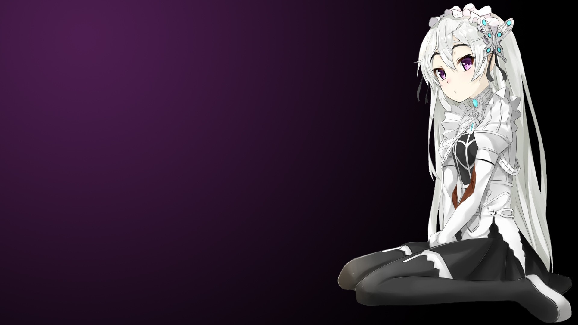Chaika Trabant from Hitsugi no Chaika sitting on a purple background HD Wallpaper
