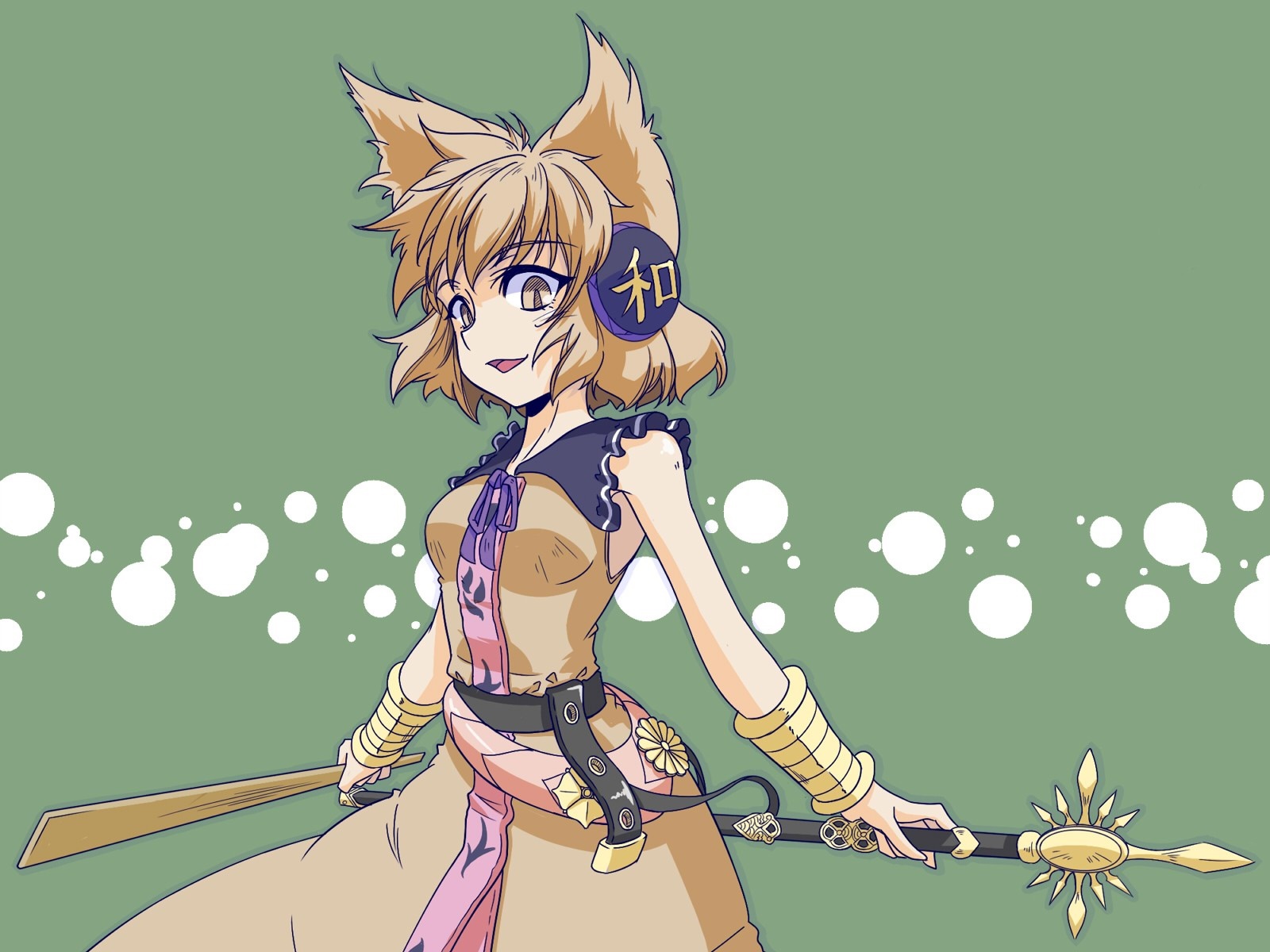 Toyosatomimi no Miko from Touhou with animal ears and swords HD Wallpaper