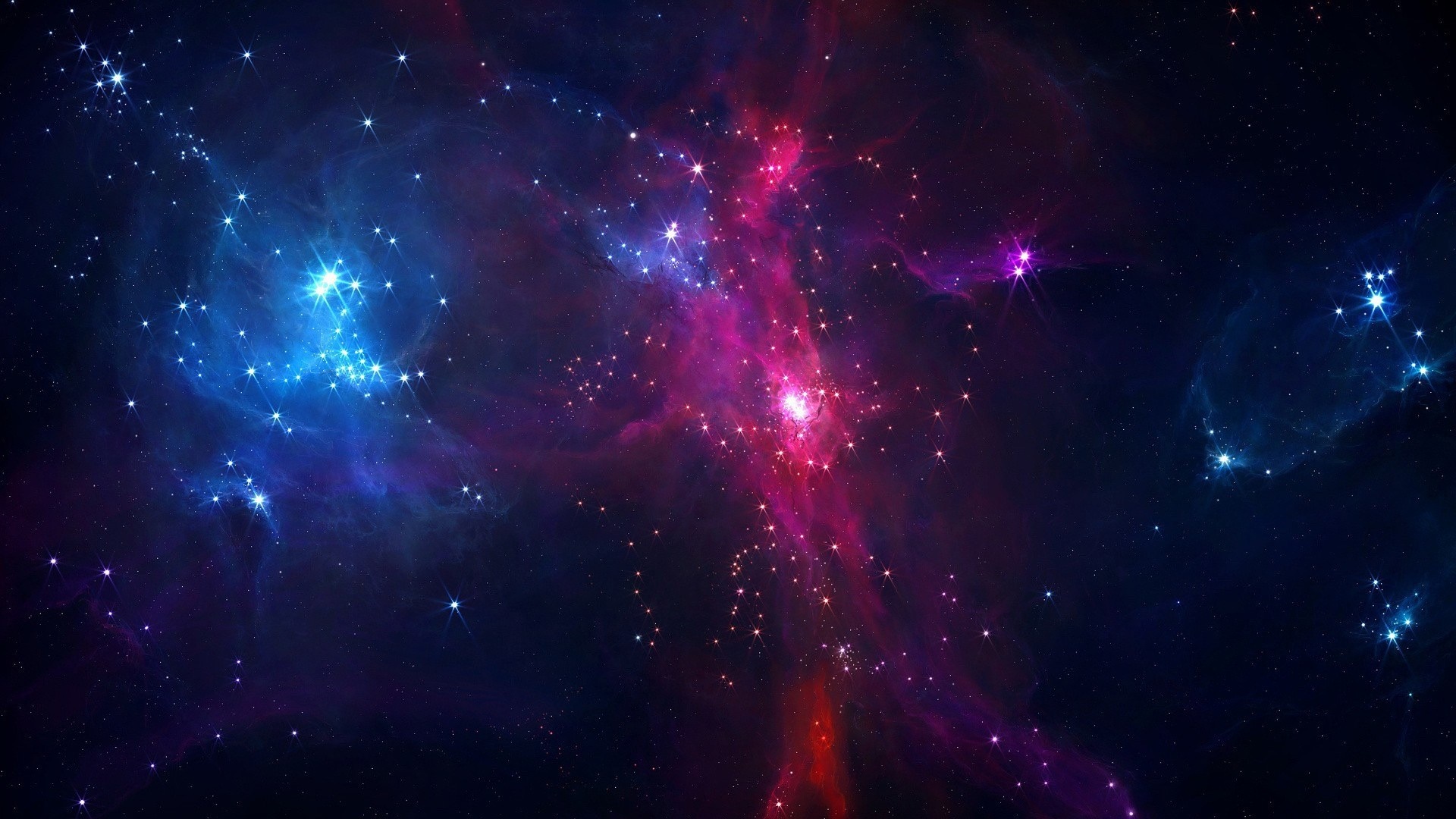 Digital art of a colorful nebula with stars HD Wallpaper