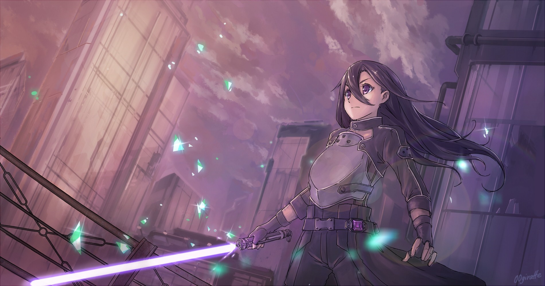 Asuna from Sword Art Online with a lightsaber HD Wallpaper