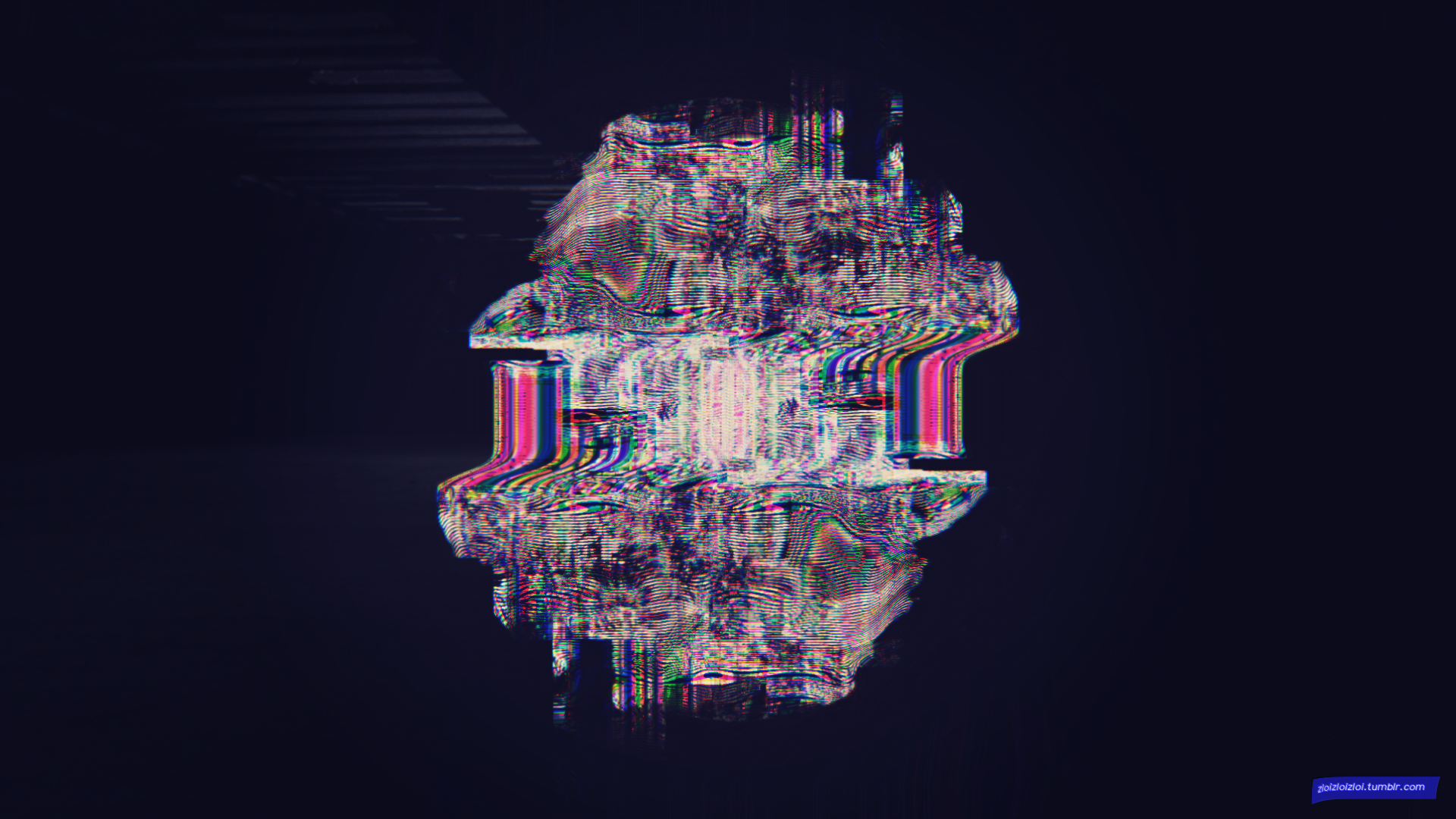 Abstract glitch art illustration with symmetry HD Wallpaper