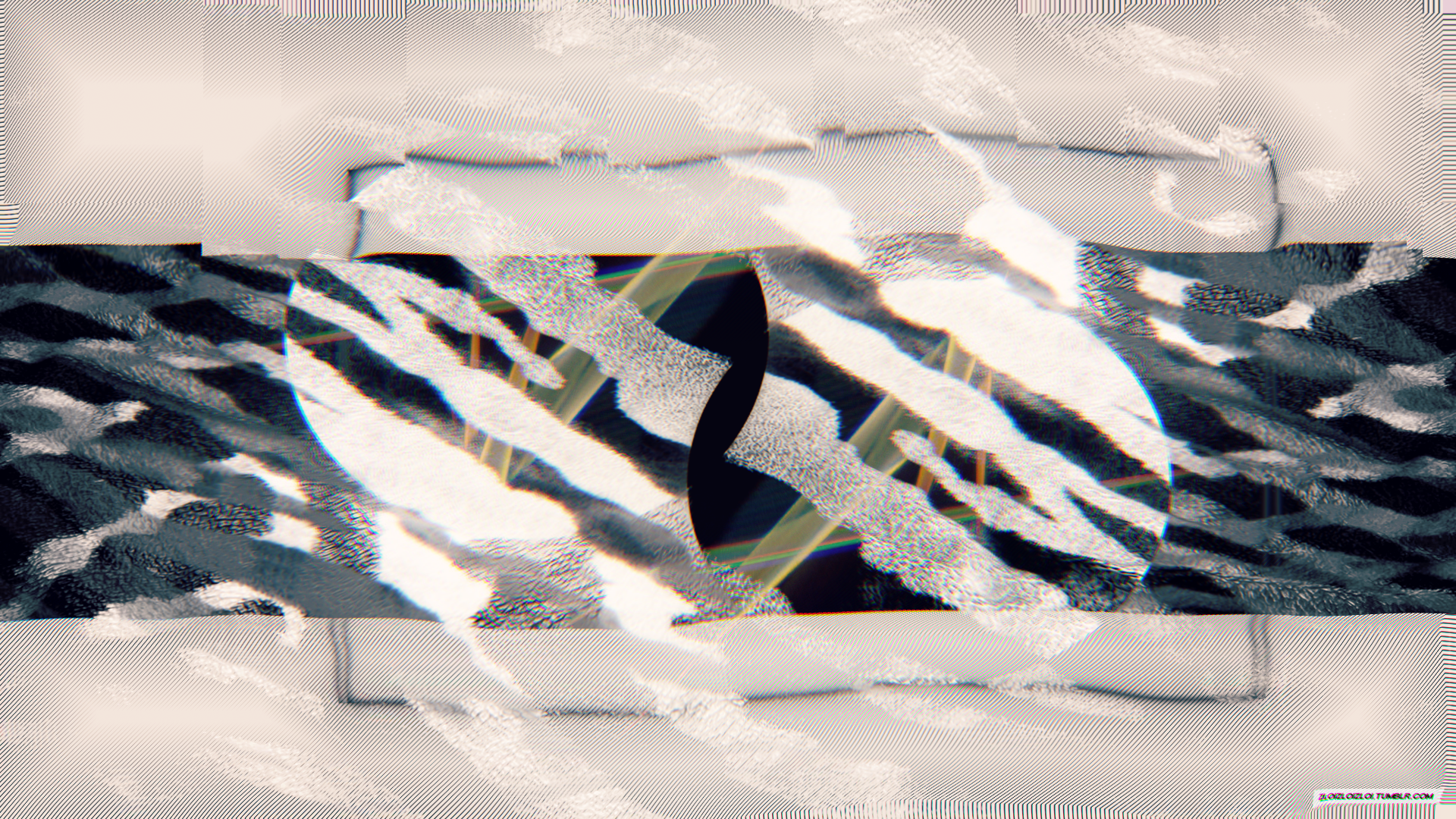 Abstract monochrome glitch art with animal print patterns HD Wallpaper