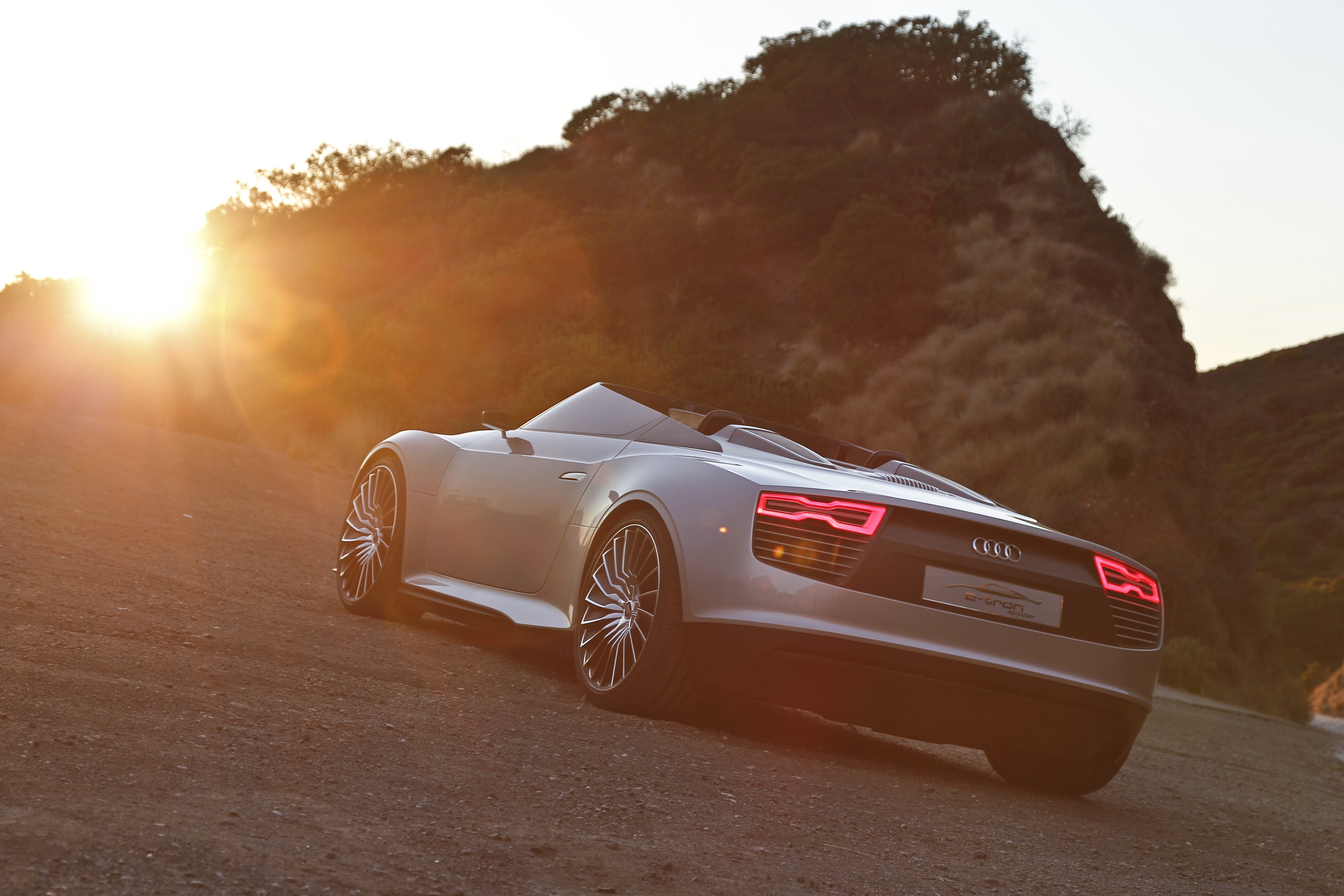 Audi e-tron concept car at sunset HD Wallpaper
