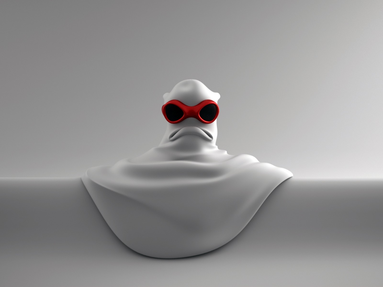 White abstract sculpture with red goggles HD Wallpaper