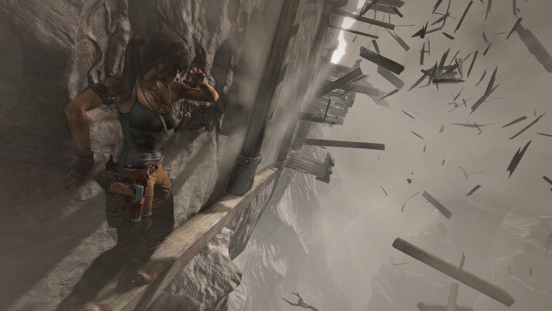 Lara Croft from Tomb Raider in a cave HD Wallpaper
