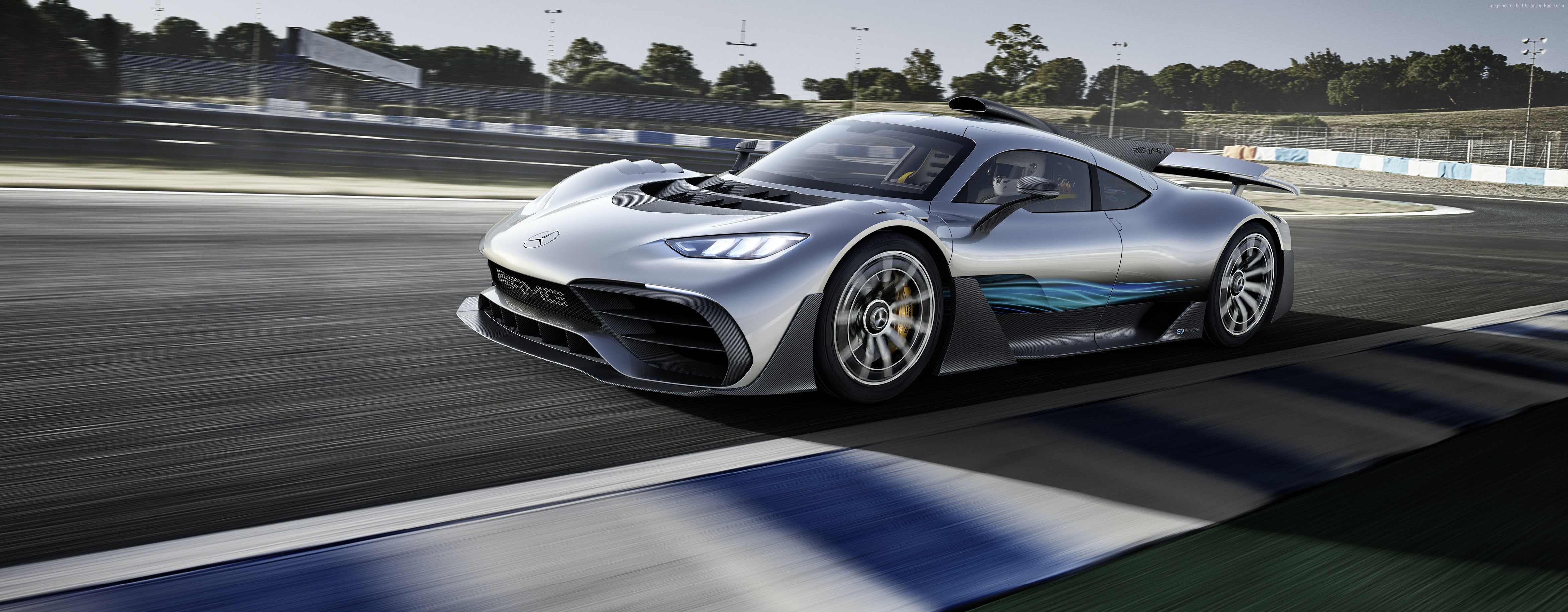 Mercedes-AMG Project One hypercar on a race track HD Wallpaper