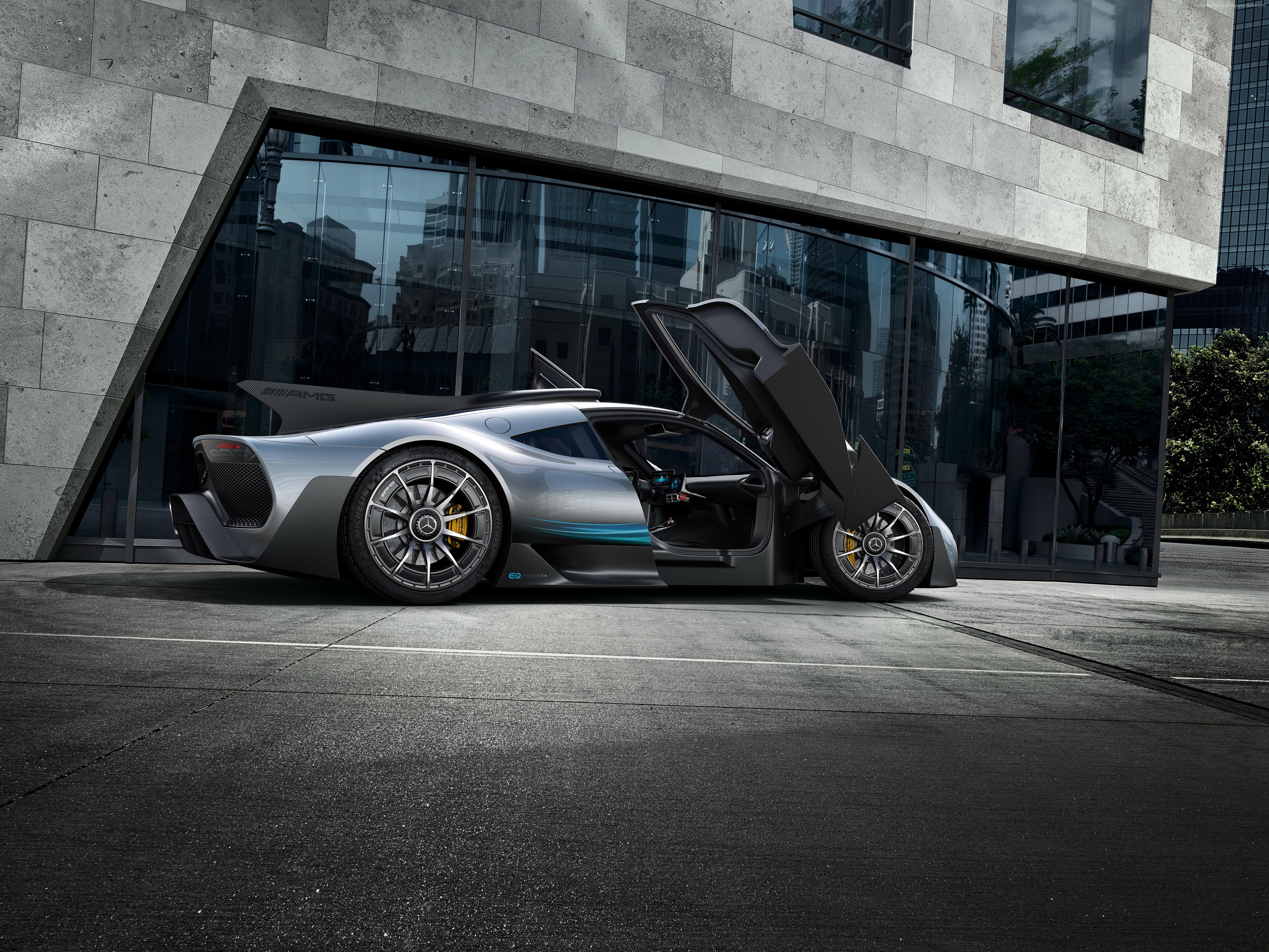 Mercedes-AMG Project One hypercar with doors open HD Wallpaper