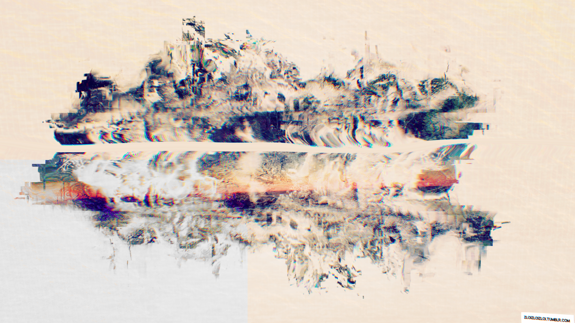 Abstract glitch art painting with distorted colors HD Wallpaper