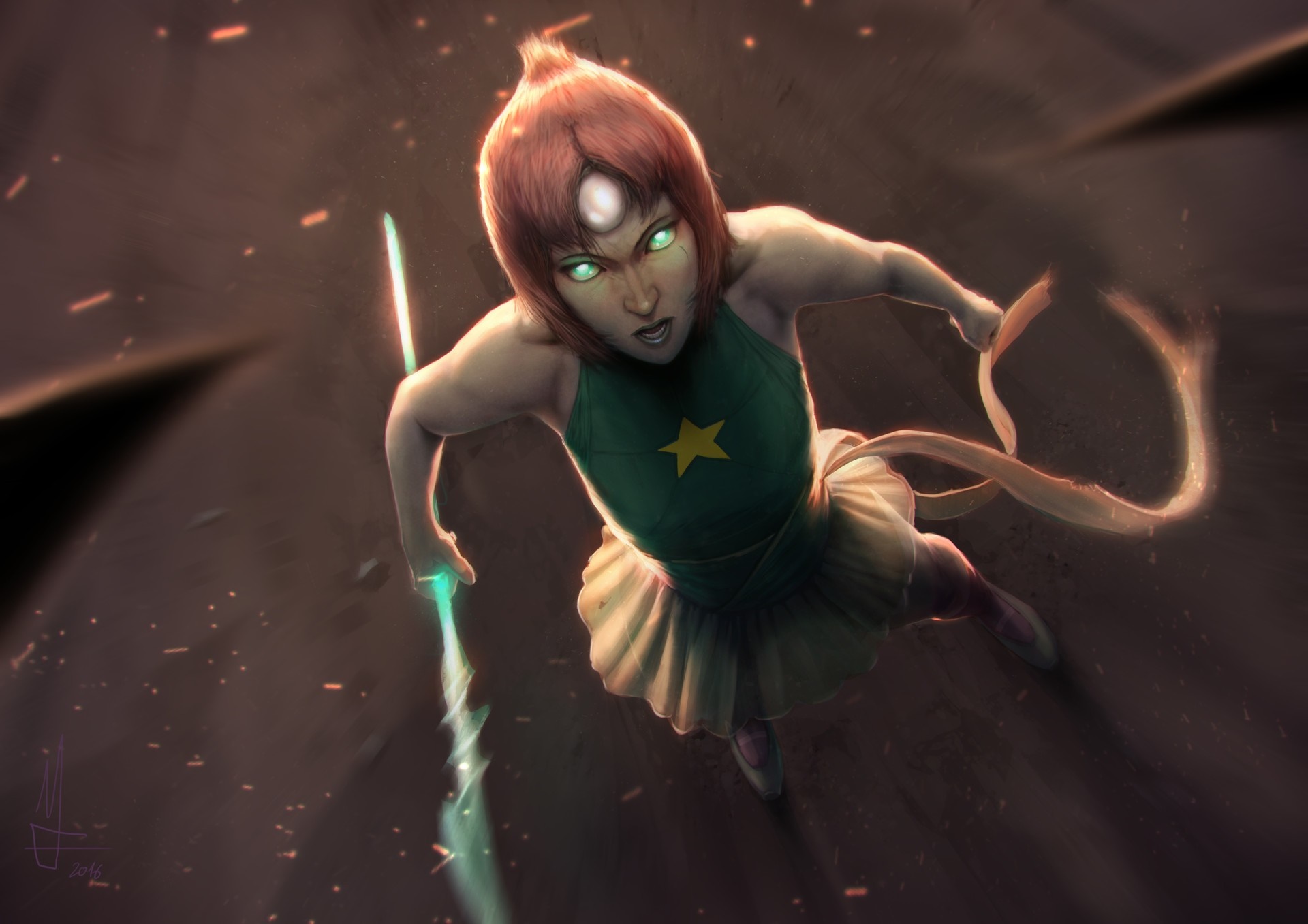 Pearl from Steven Universe holding a sword HD Wallpaper