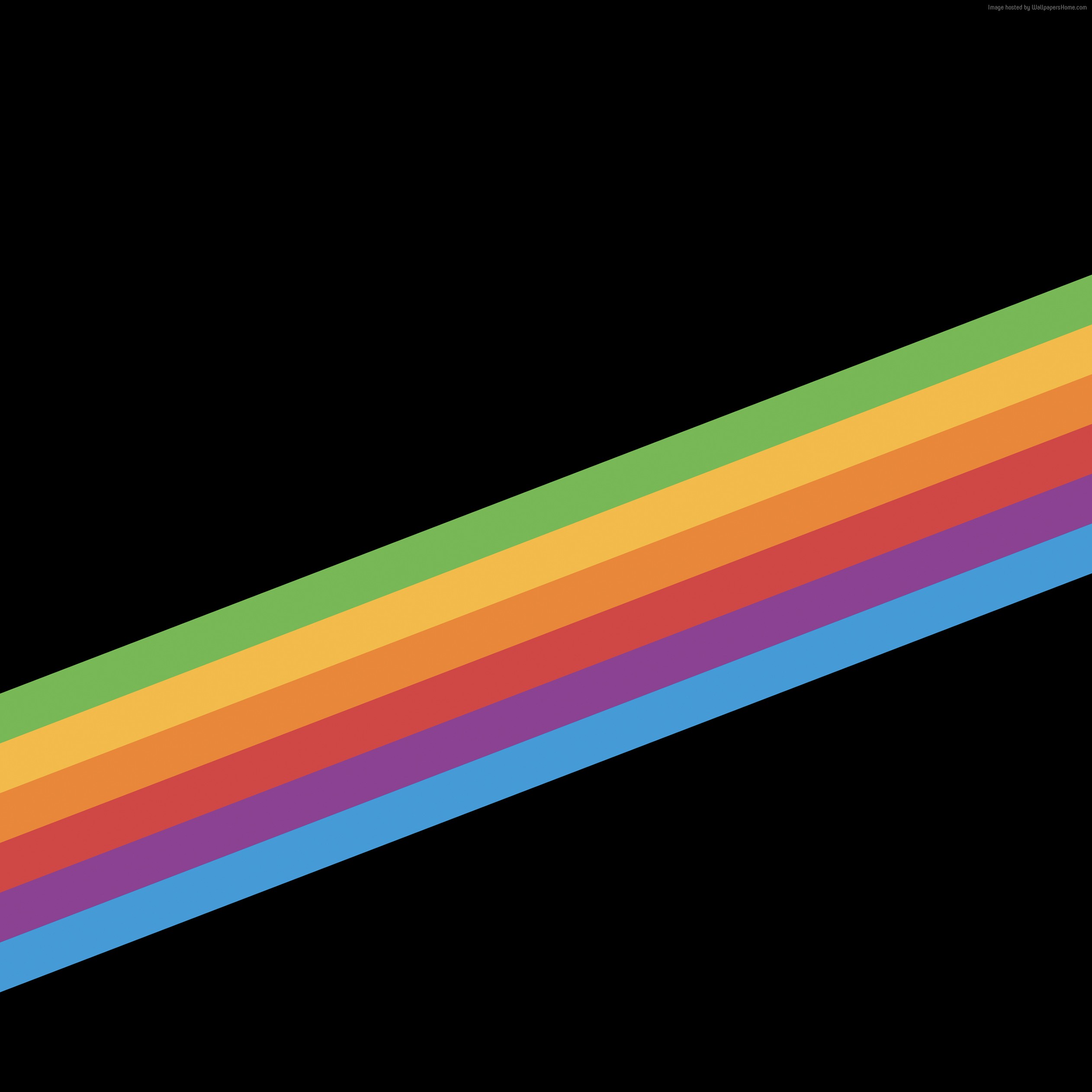 Rainbow stripes on black background HD Wallpaper