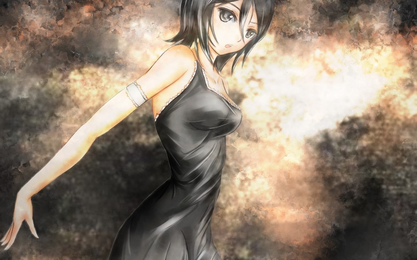 Kuchiki Rukia from Bleach in a black dress HD Wallpaper