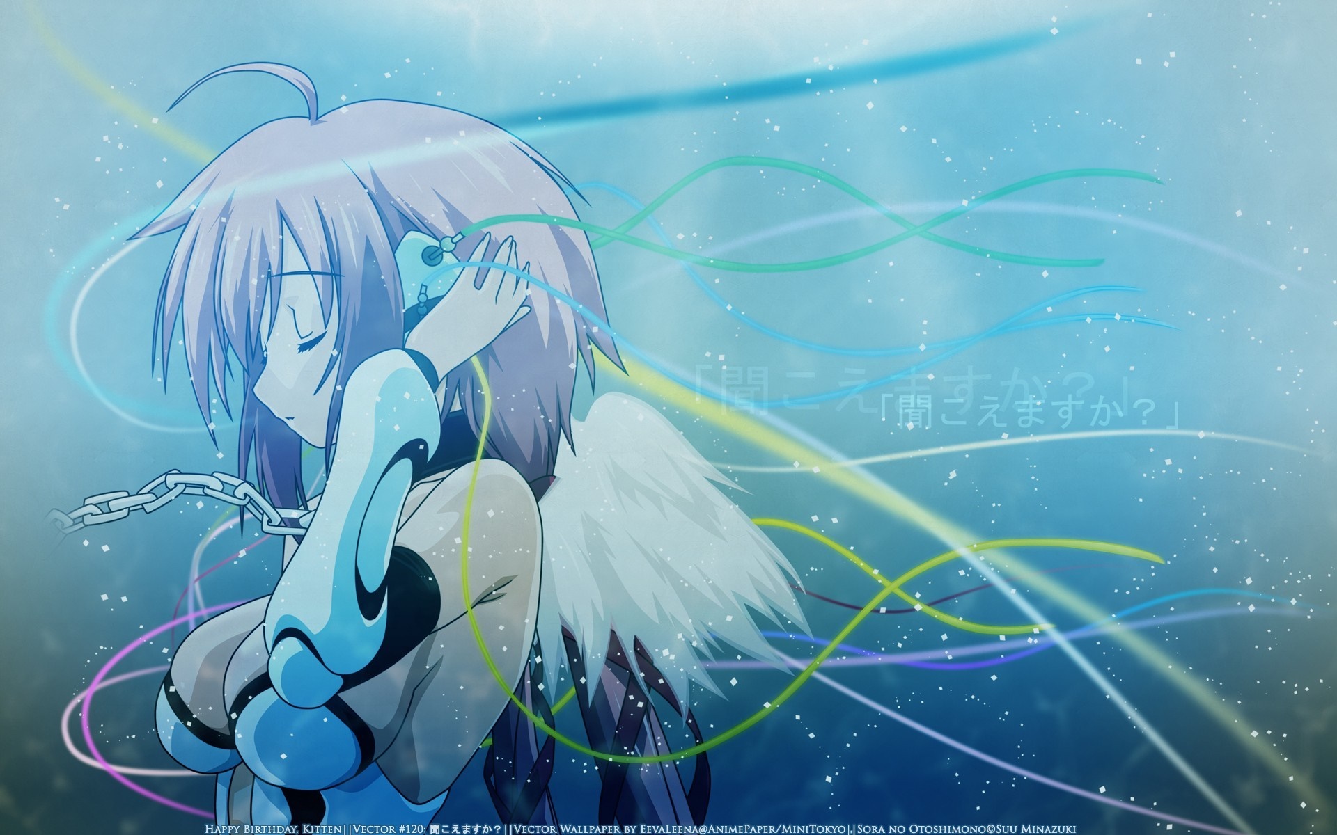 Ikaros from Sora no Otoshimono listening to music HD Wallpaper