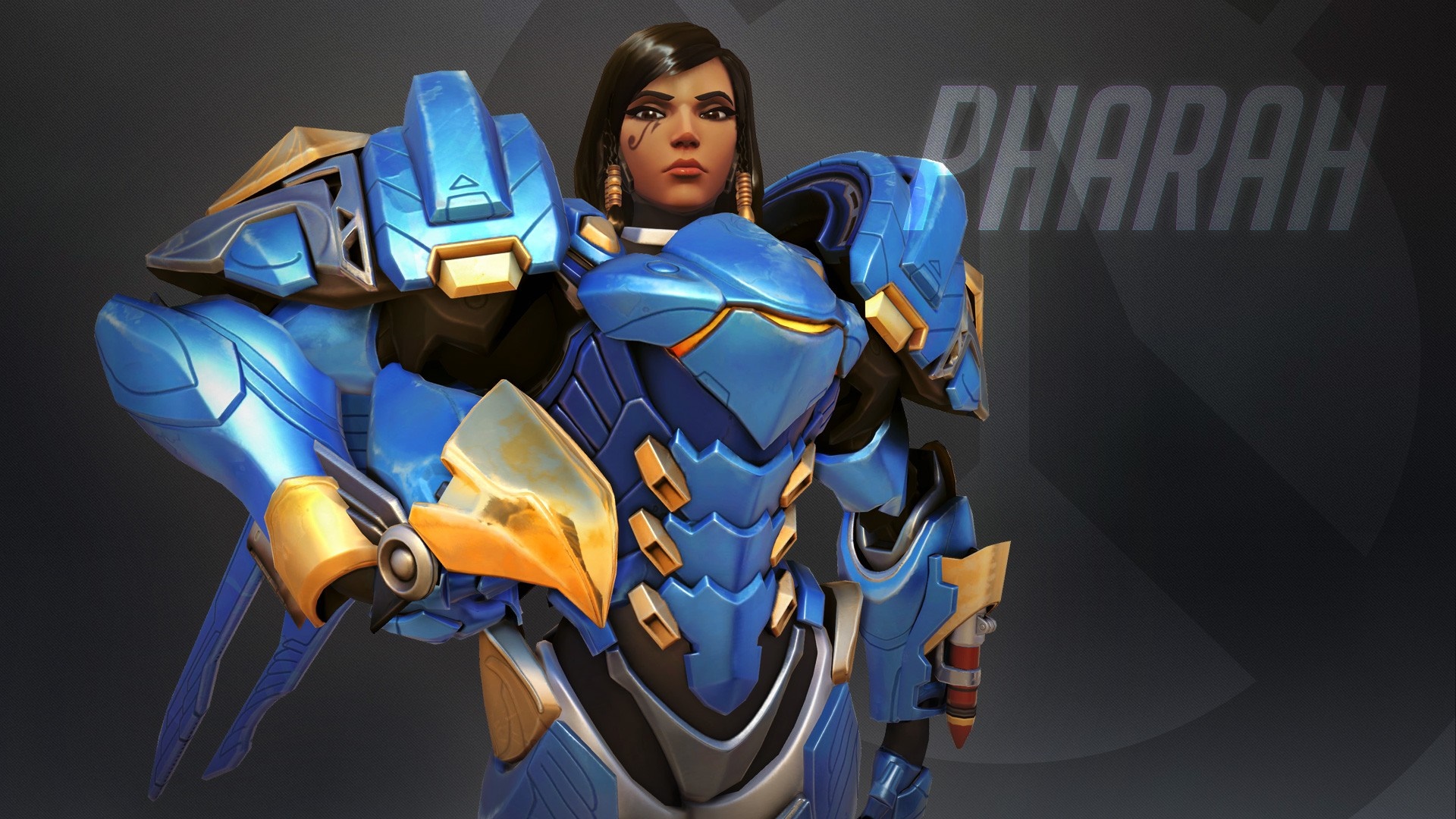 Pharah from Overwatch in blue and gold armor HD Wallpaper