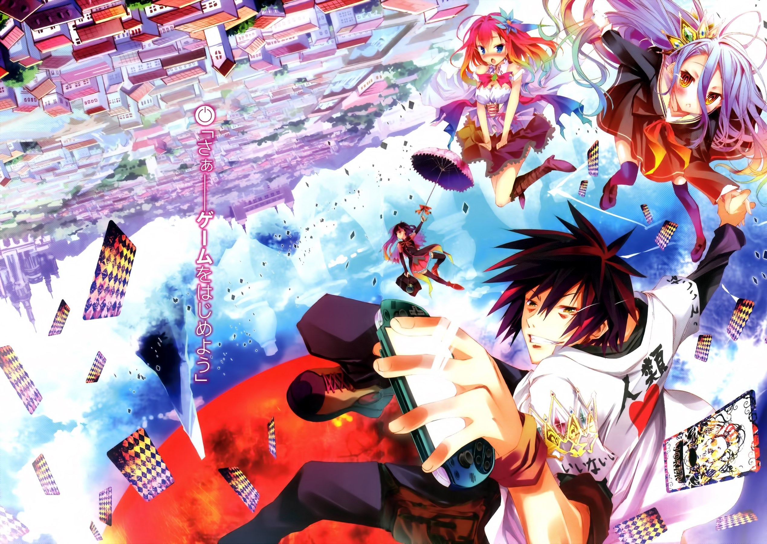 Characters from No Game No Life in a surreal world HD Wallpaper