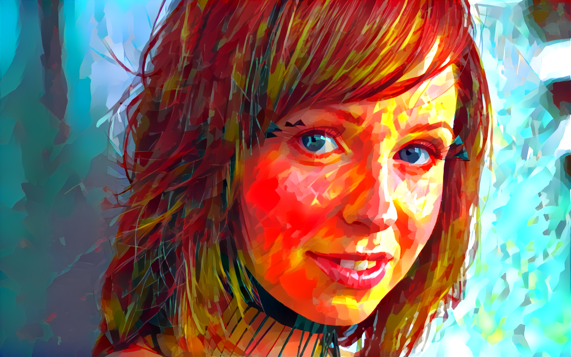 Painting of a woman's face with colorful brushstrokes HD Wallpaper