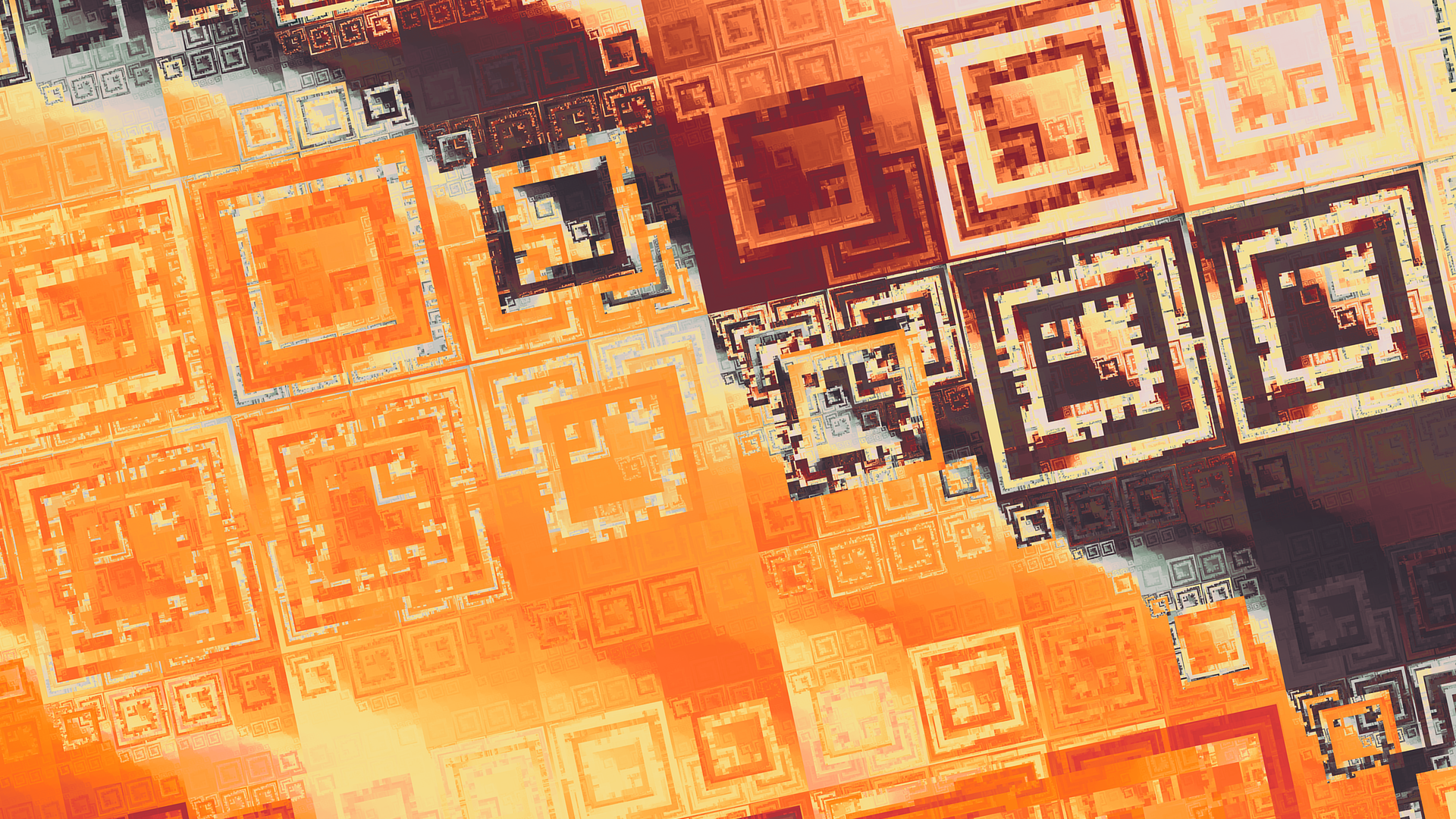 Abstract fractal art with orange squares HD Wallpaper
