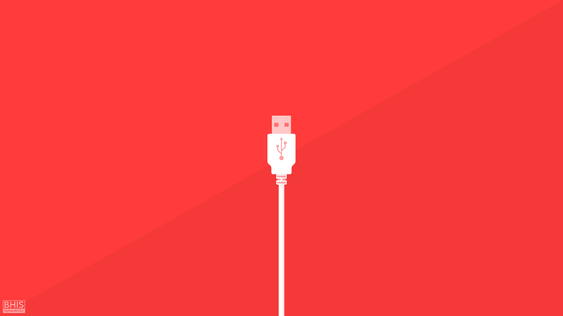 Minimalist USB cable illustration on red background HD Wallpaper