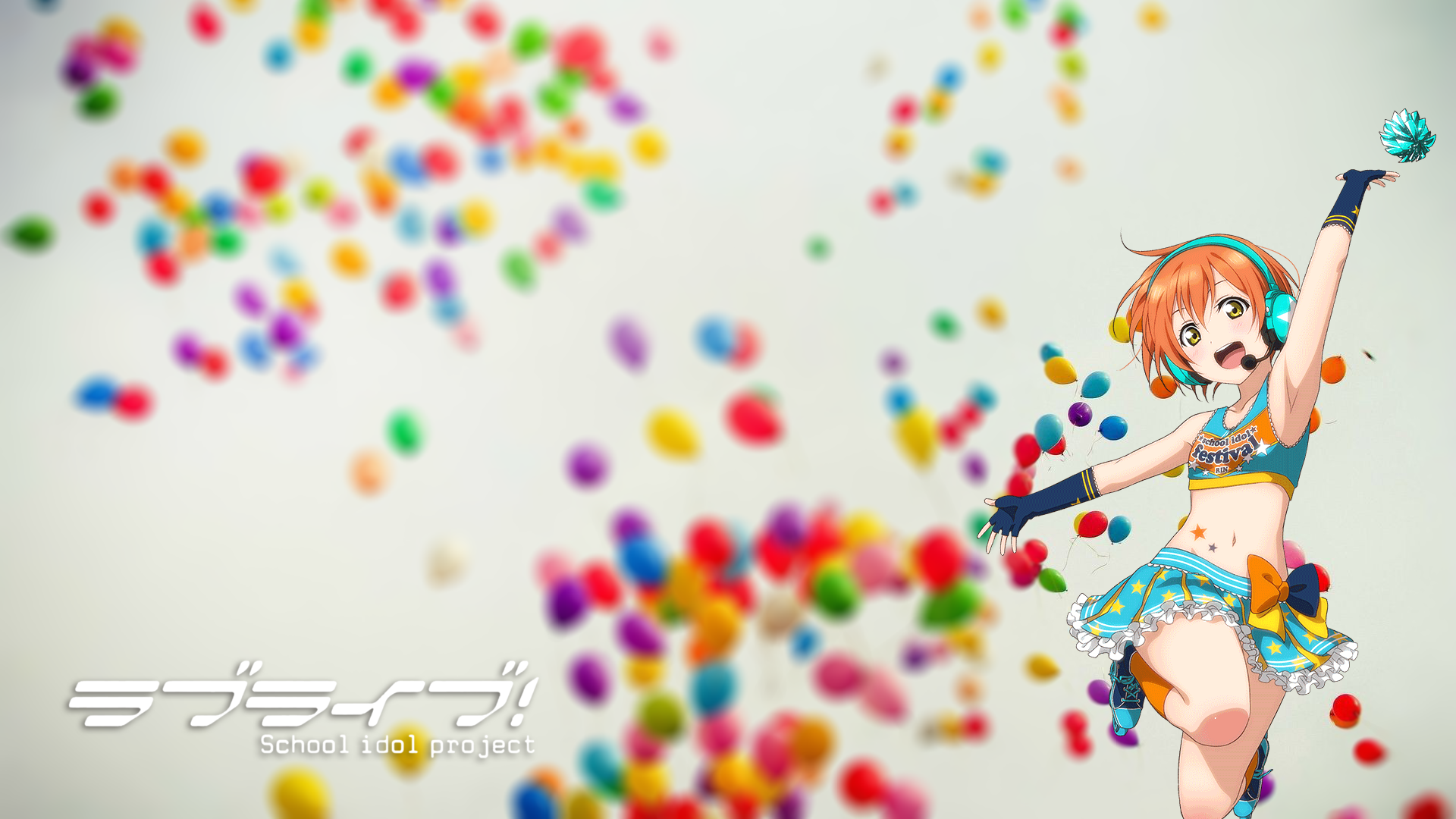 Rin Hoshizora from Love Live! School Idol Project with balloons HD Wallpaper