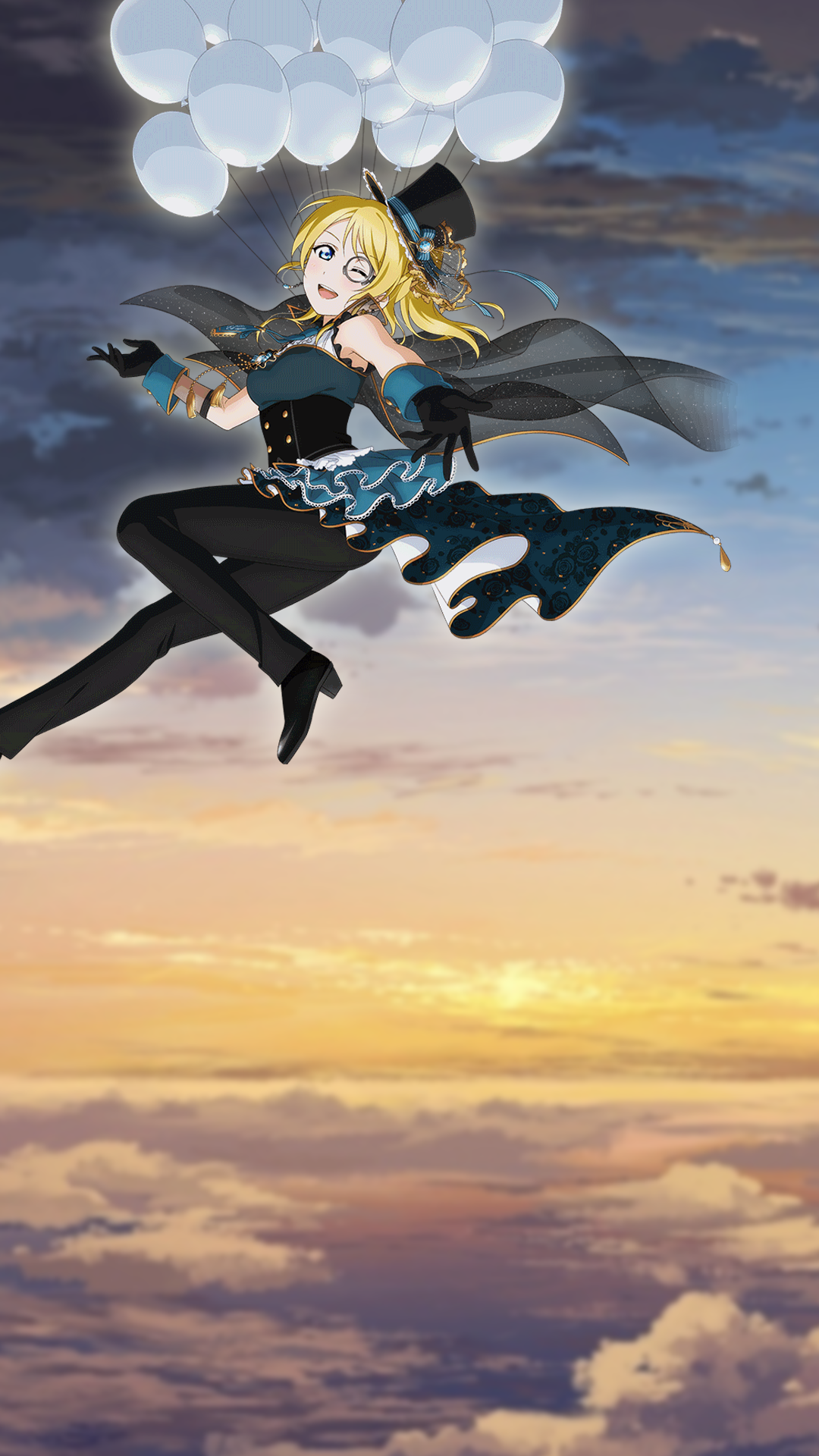 Ayase Eri from Love Live flying with balloons HD Wallpaper