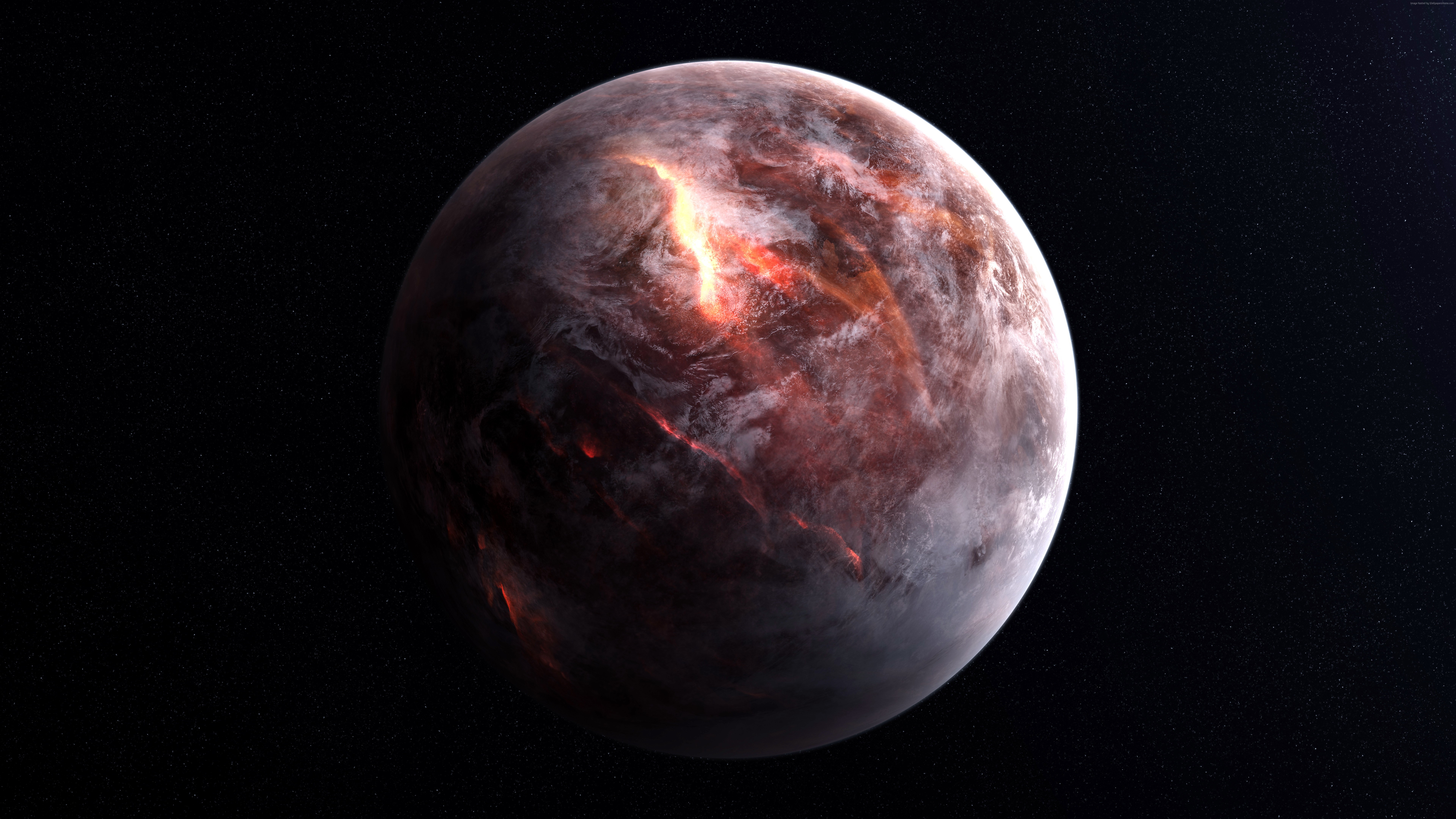 Volcanic planet in space HD Wallpaper