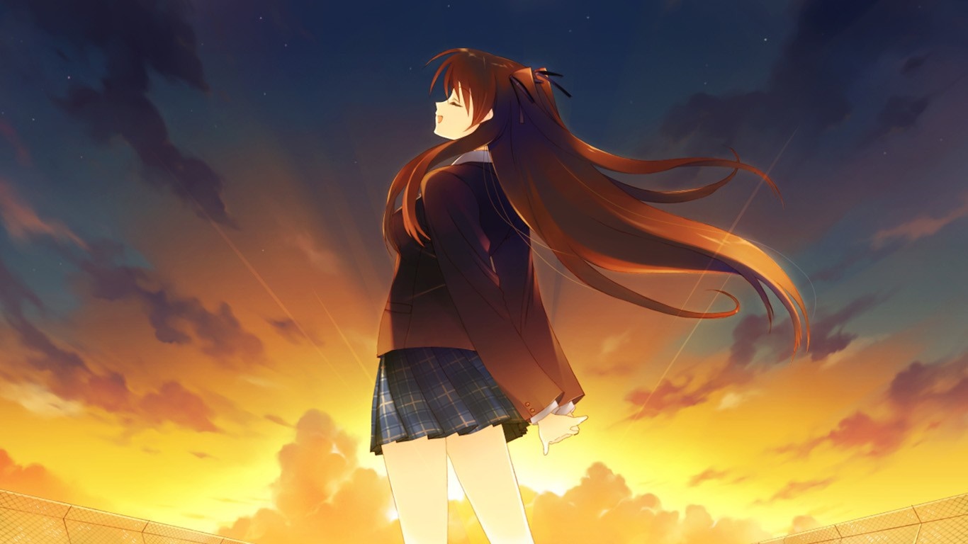 Ogiso Setsuna from White Album 2 at sunset HD Wallpaper