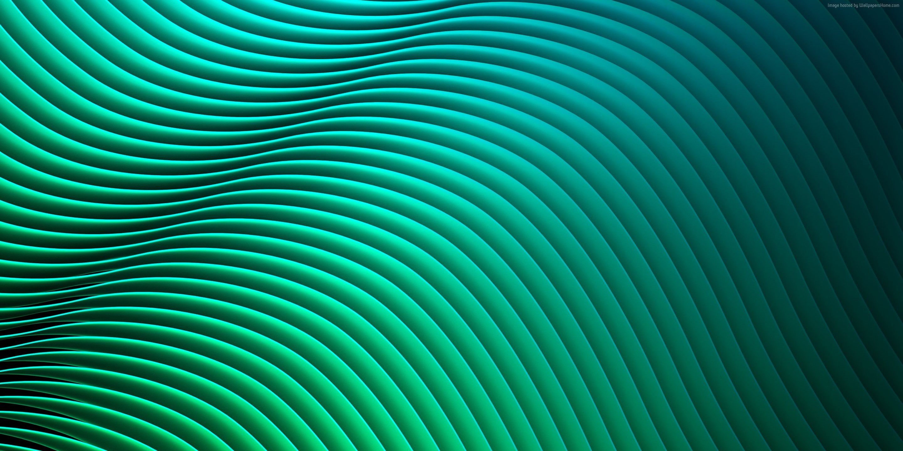 Abstract green and teal wavy lines HD Wallpaper