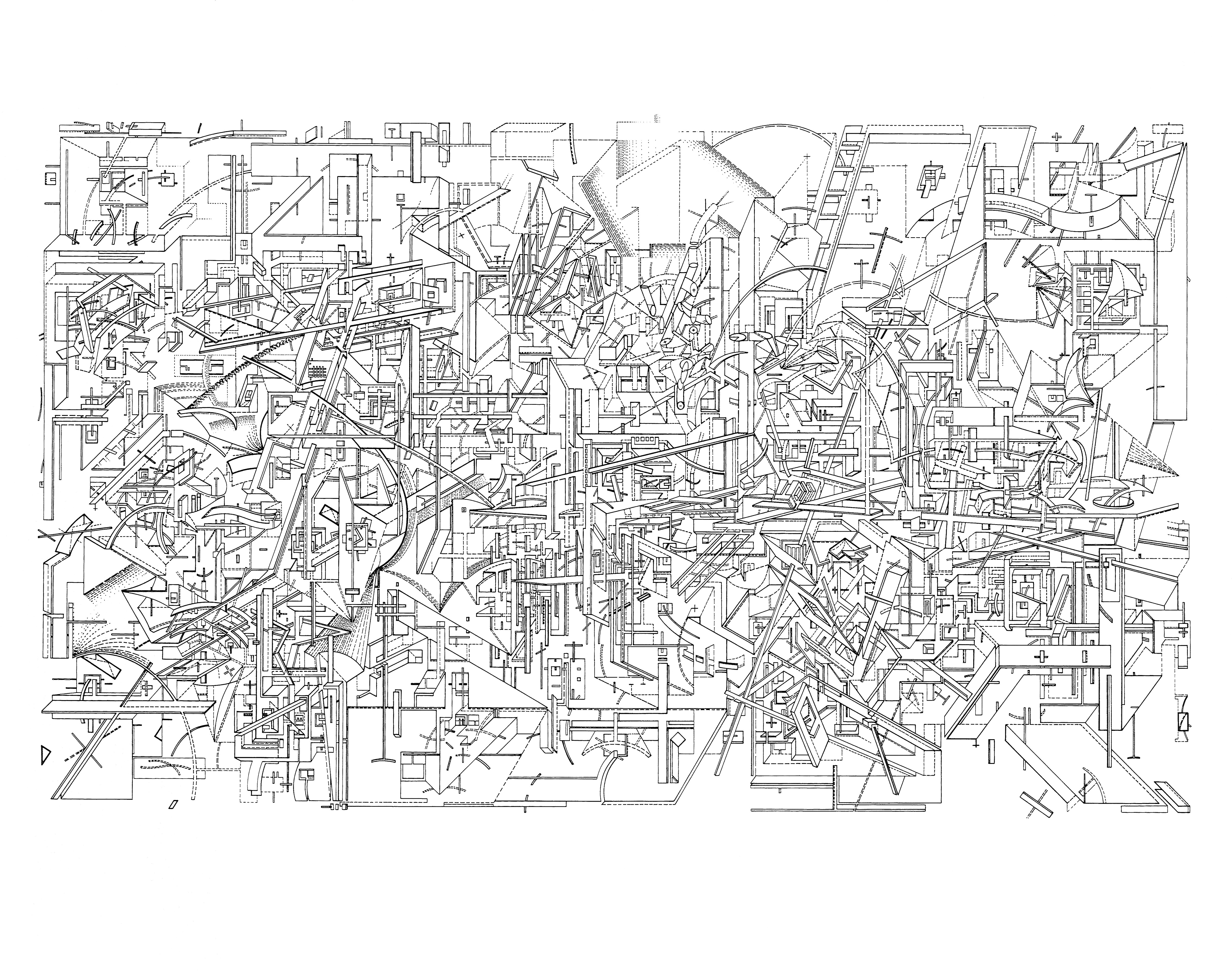 Abstract architectural drawing by Daniel Libeskind HD Wallpaper