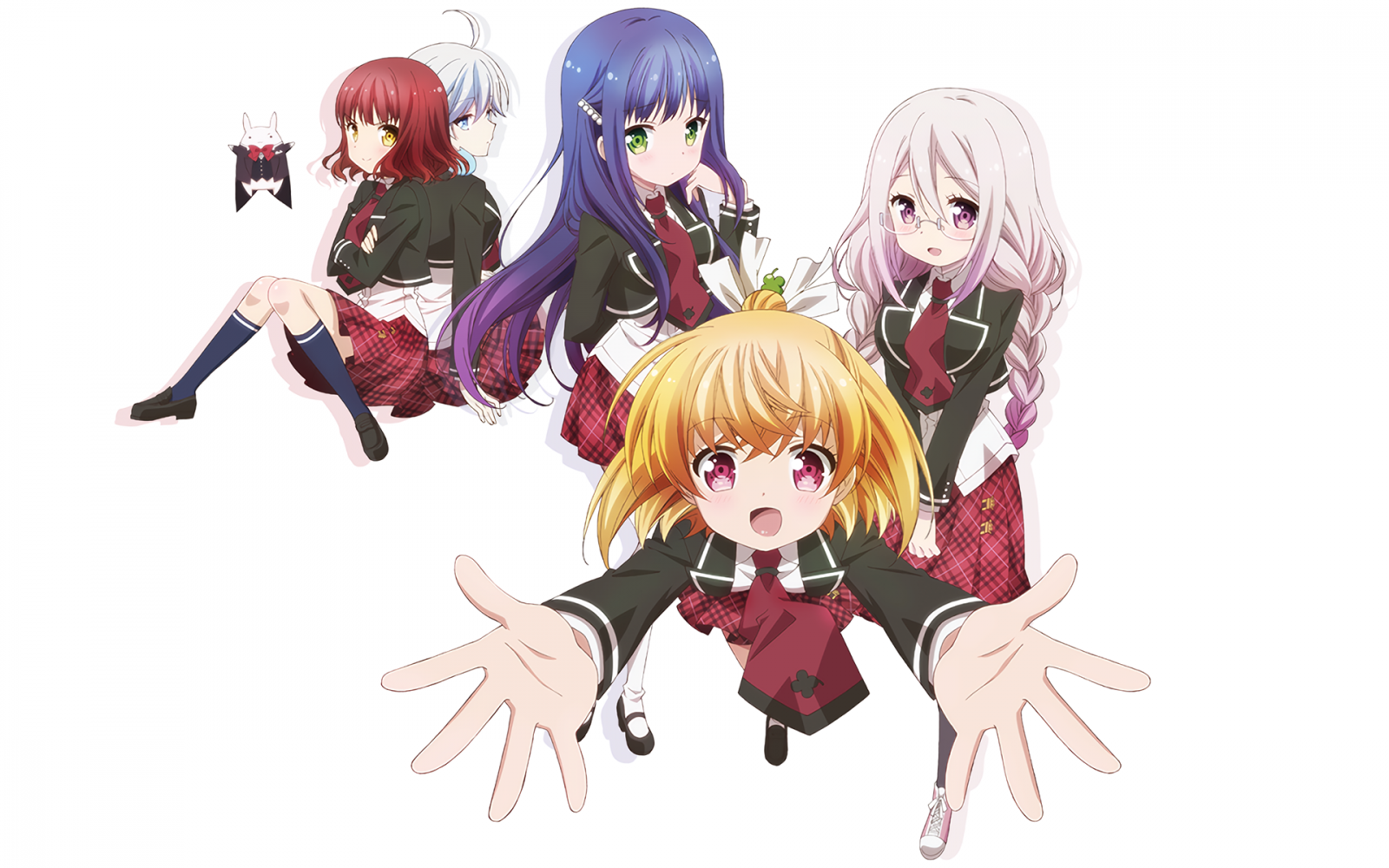 Anime girls in school uniforms HD Wallpaper
