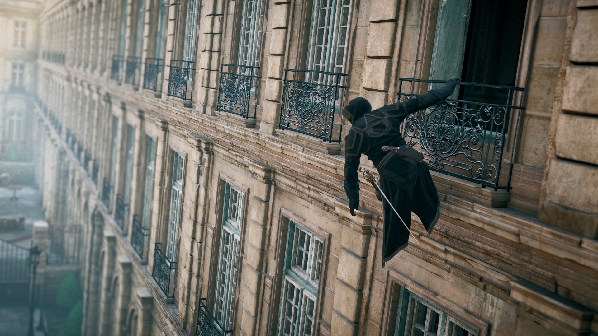 Assassin from Assassin's Creed Unity on a building HD Wallpaper
