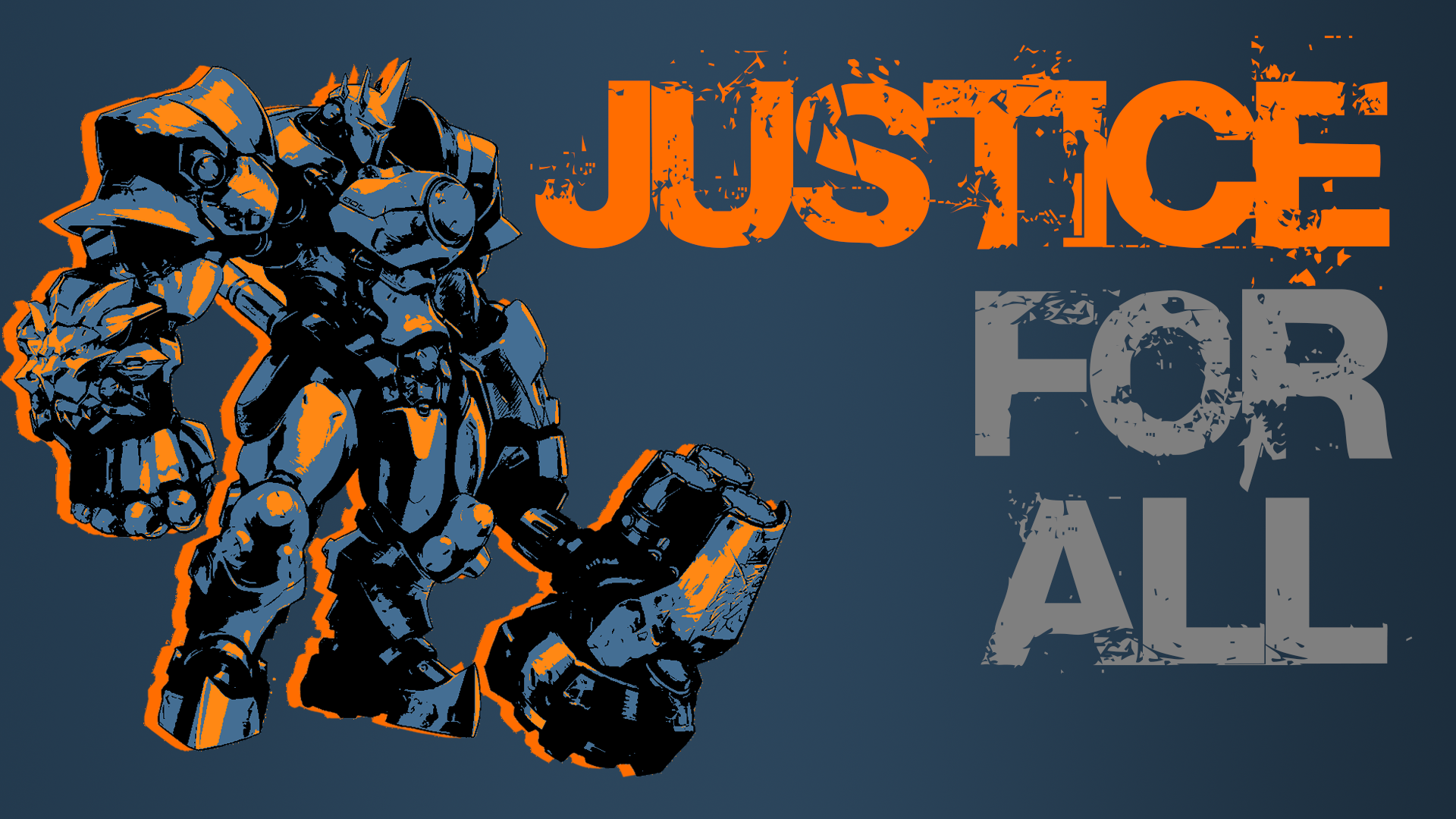 Reinhardt from Overwatch with "Justice For All" text HD Wallpaper