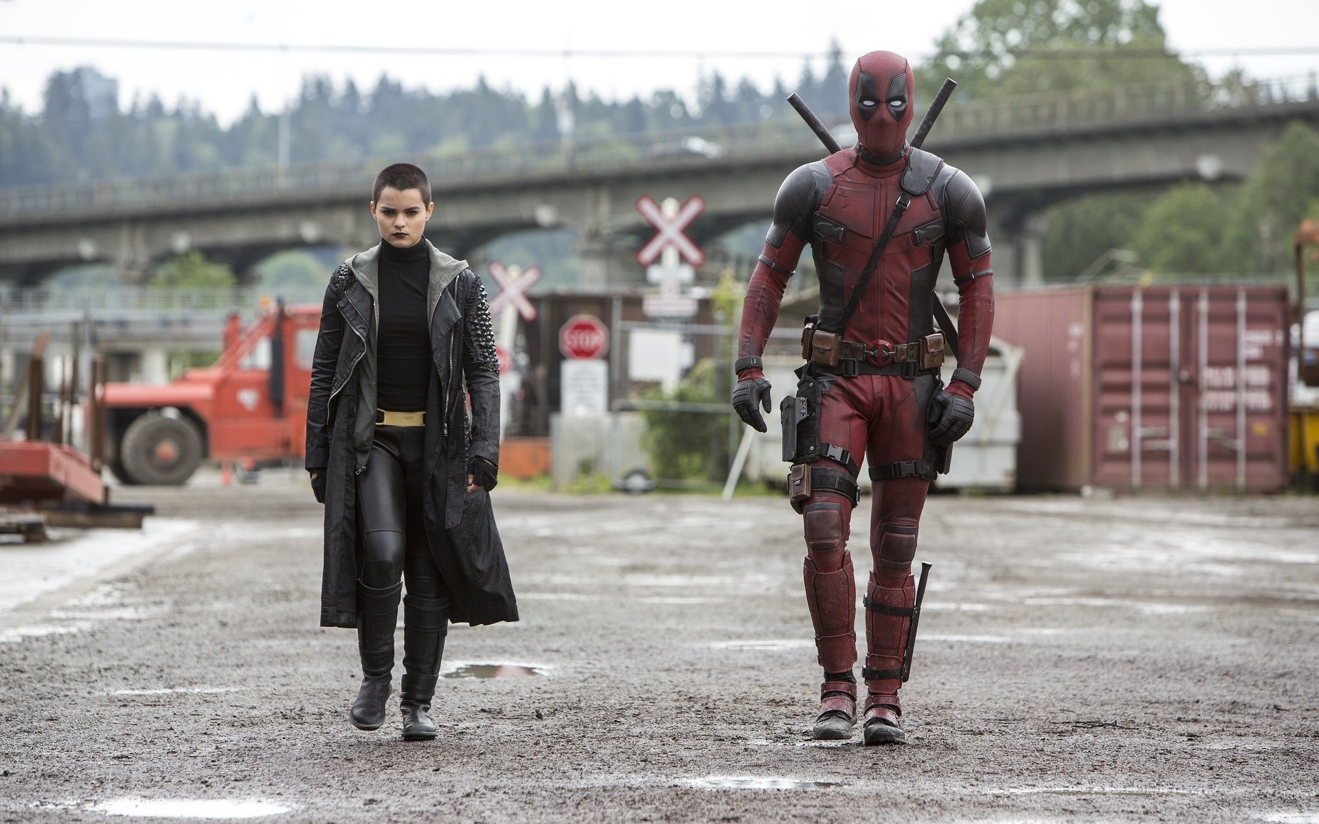 Deadpool and Negasonic Teenage Warhead walking HD Wallpaper