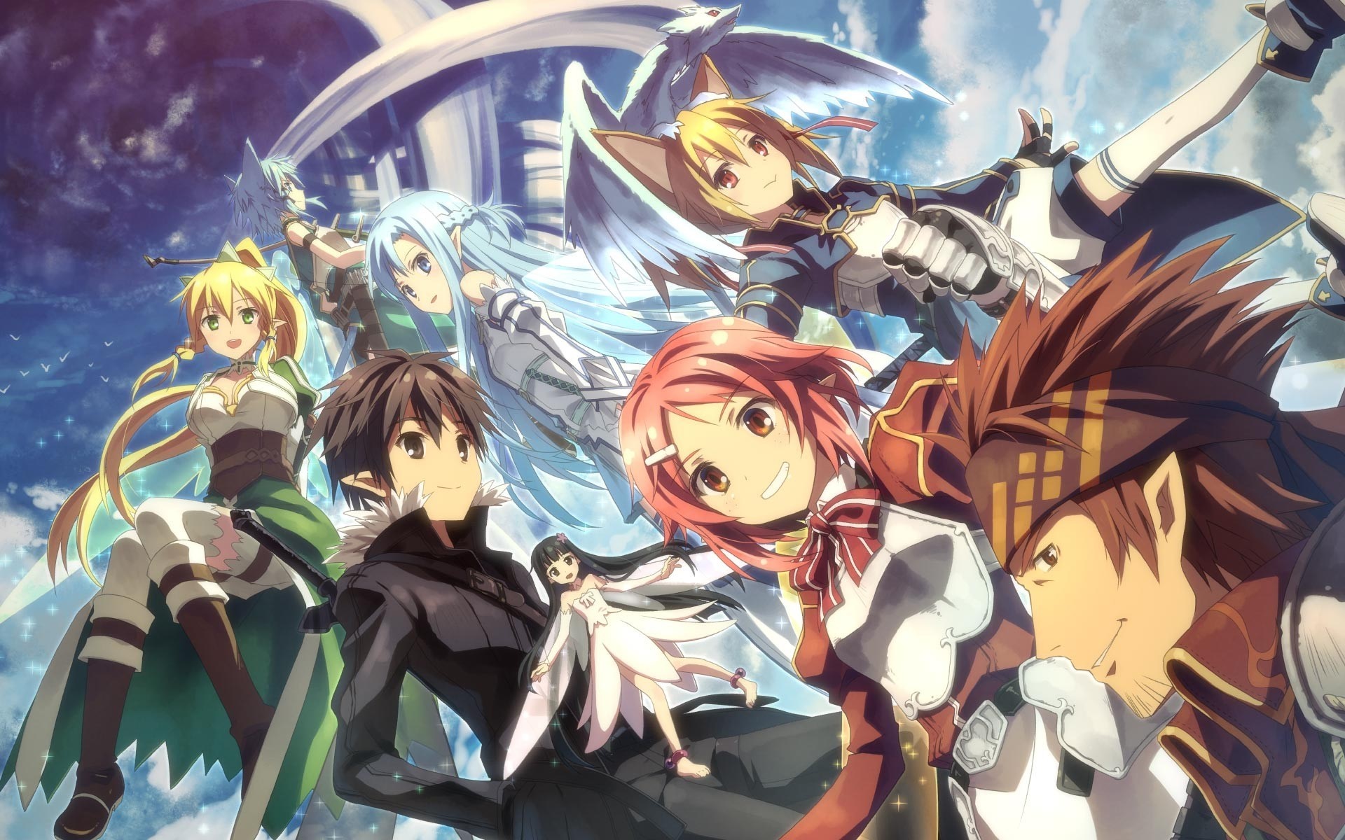 Sword Art Online characters in a fantasy setting HD Wallpaper