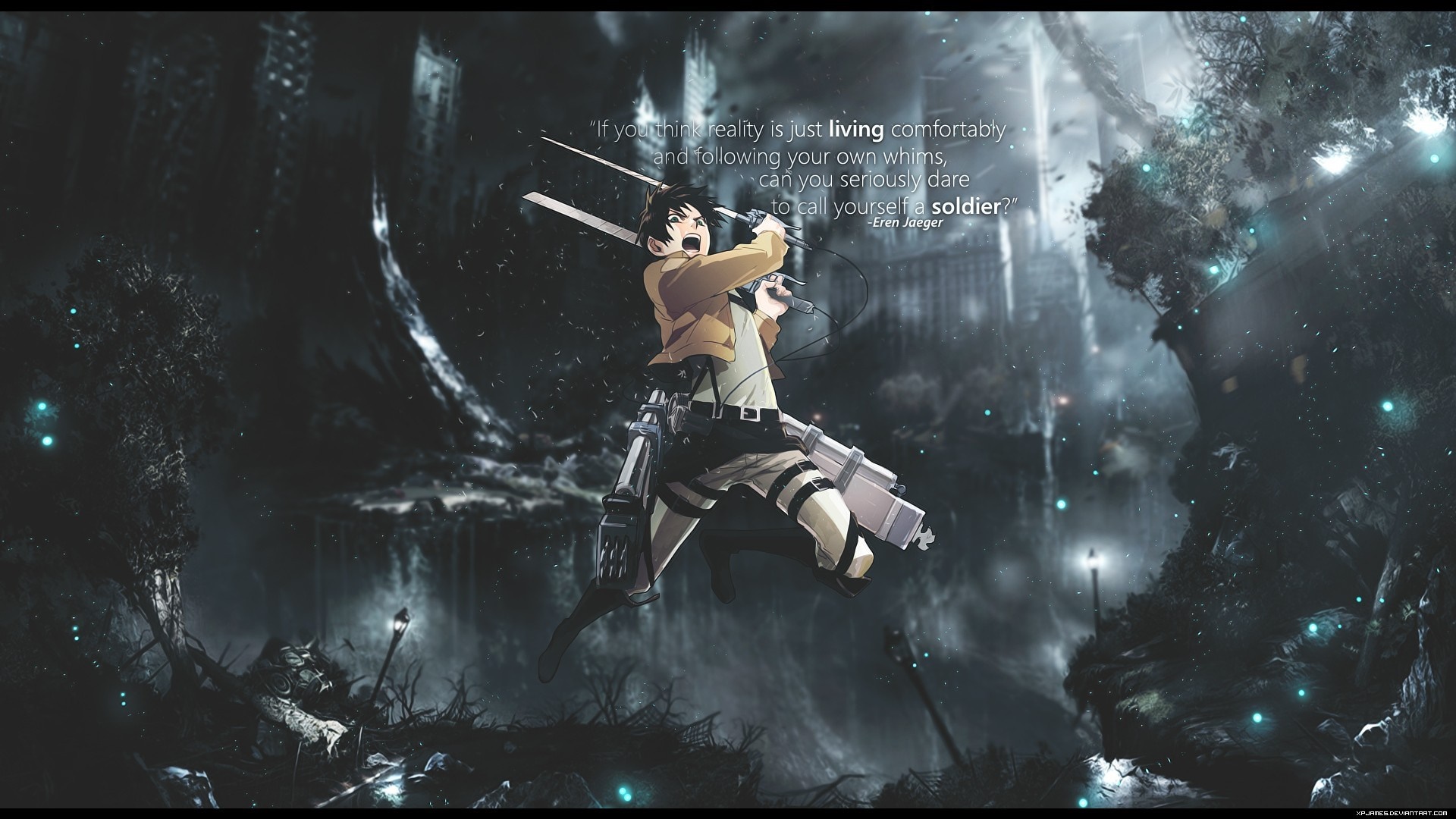 Eren Jaeger from Attack on Titan with quote HD Wallpaper