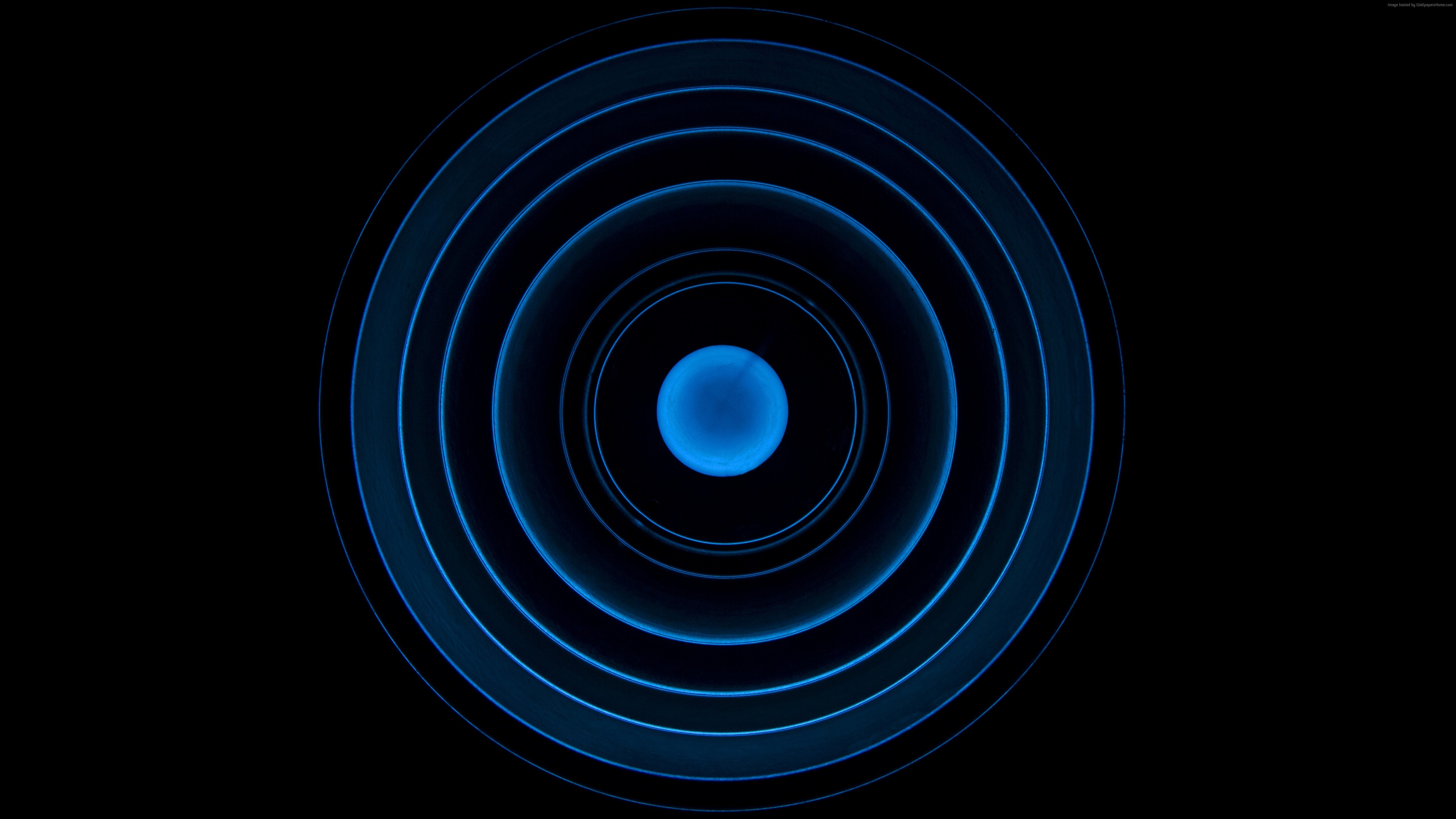 Abstract blue concentric circles and sphere 4K HD Wallpaper