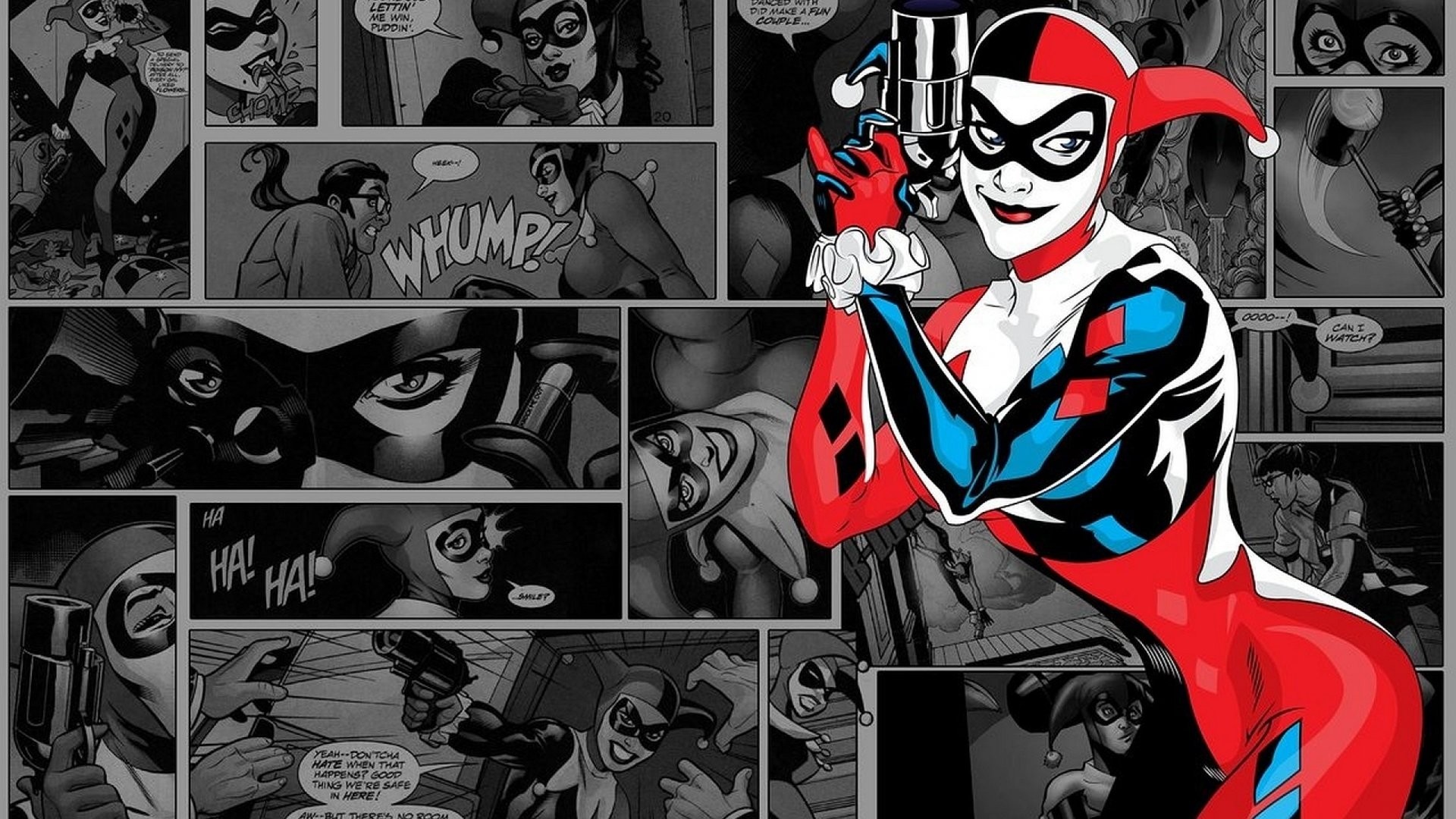 Vibrant Harley Quinn Comic Illustration HD Wallpaper